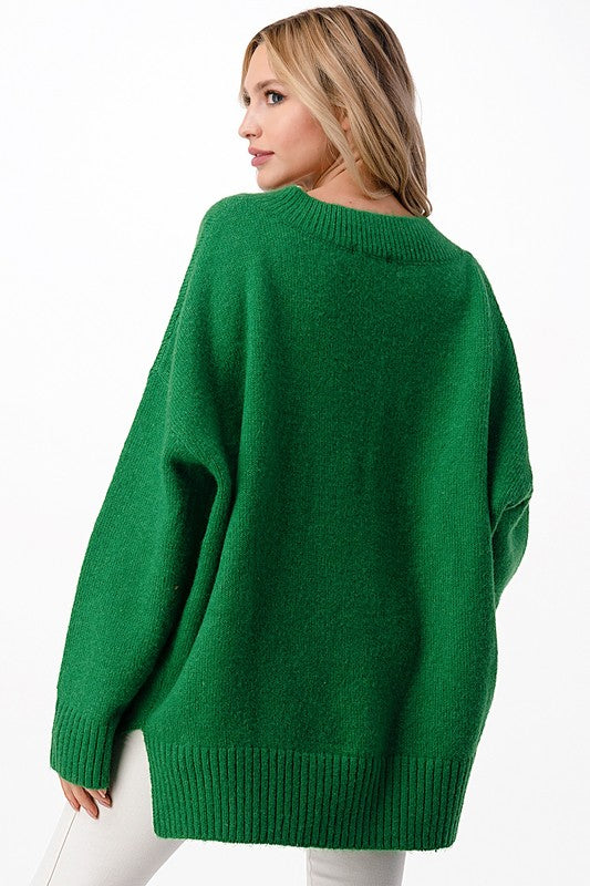 Oversized V-Neck Boyfriend Sweater