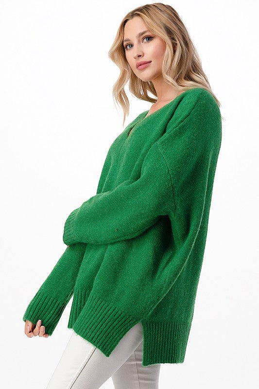 Oversized V-Neck Boyfriend Sweater