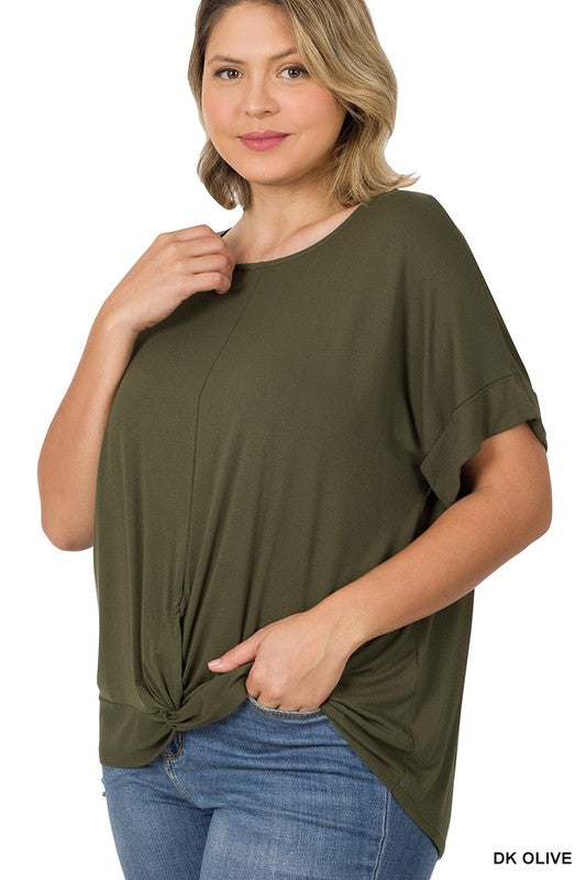 Plus Size Crepe Knot Front Top