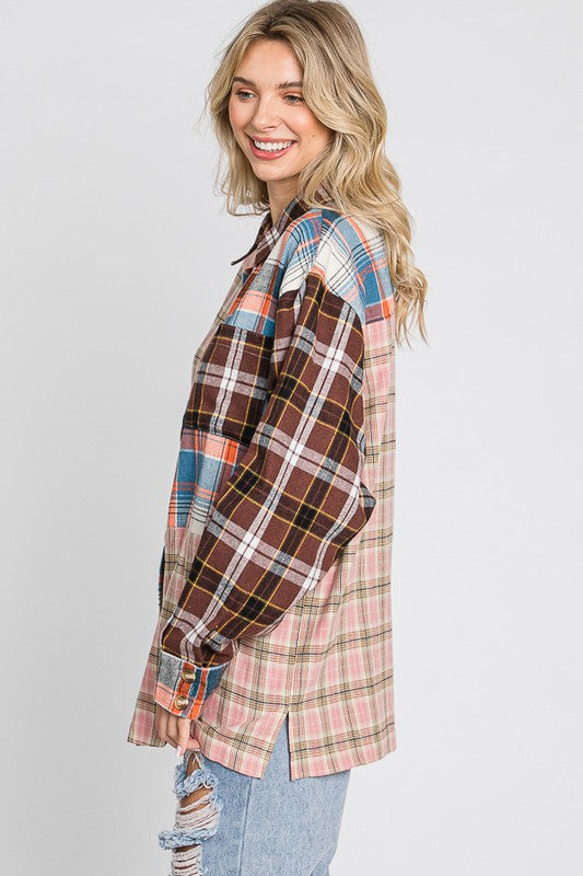 Multi Color Flannel Top
