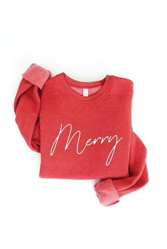 MERRY Graphic Sweatshirt Unisex Fleece Pullover Relaxed Fit