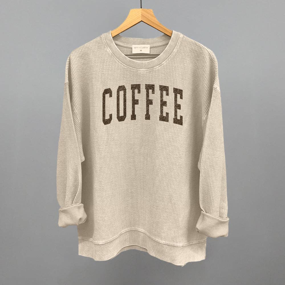 Coffee Oversized Corded Crew Sweatshirt