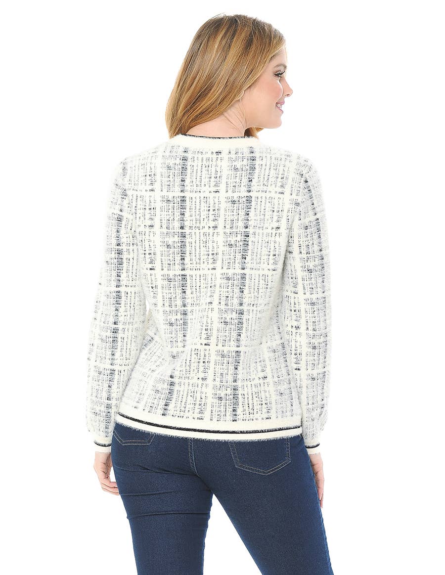 Crew Neck Fuzzy Pull Over Sweater