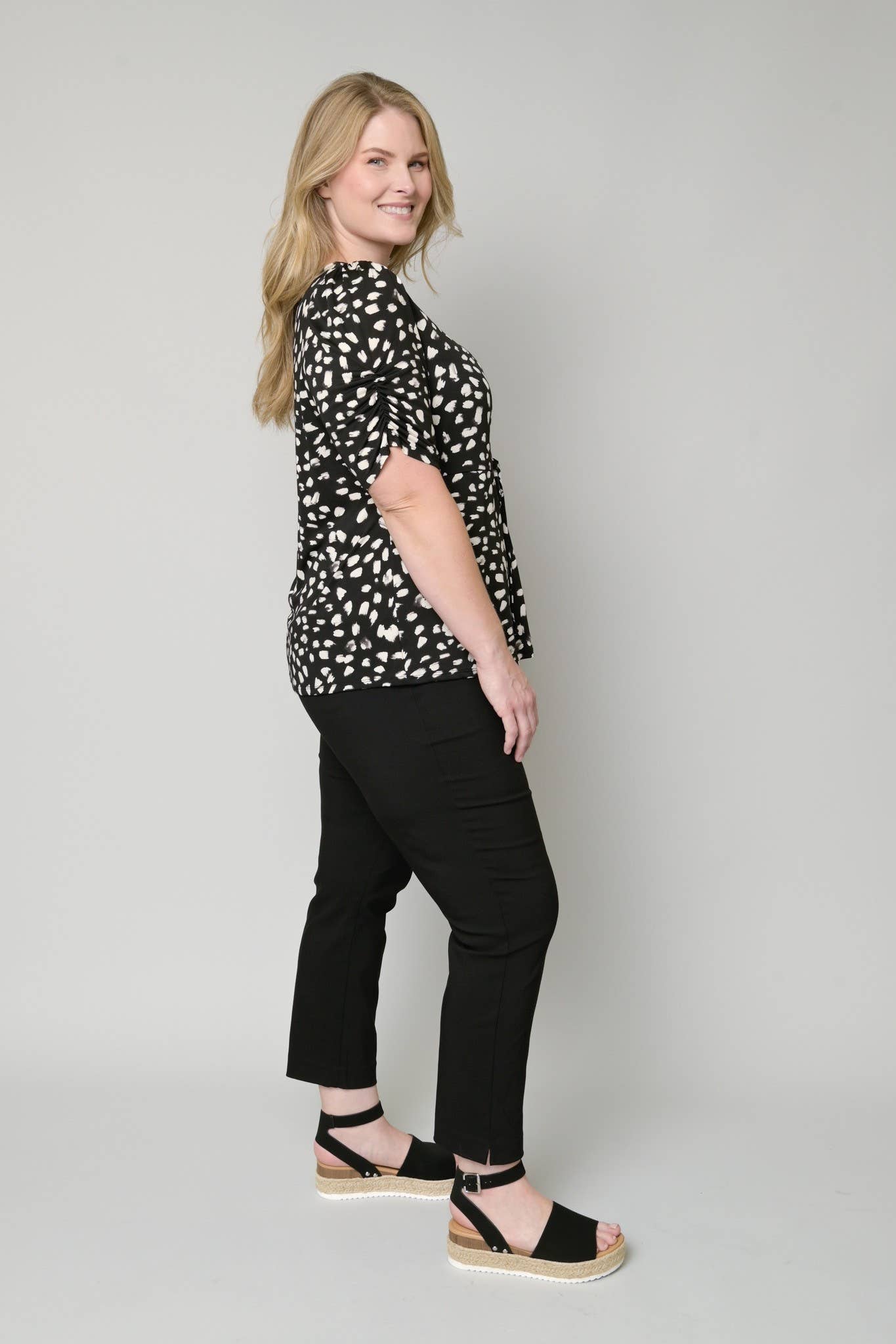 Ruched V-Neck Top Plus Size