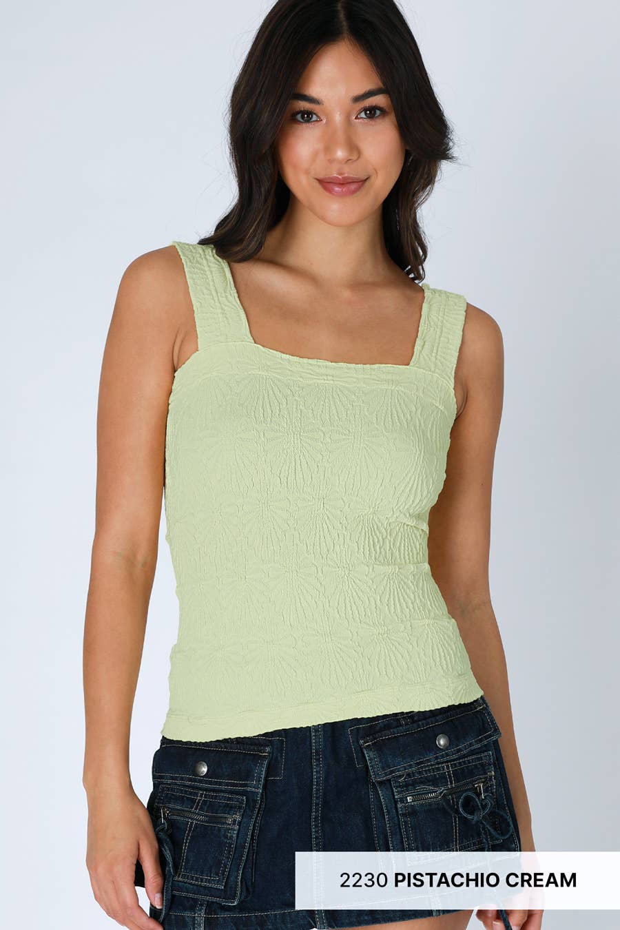 Lace Textured Square Top (Black & White)