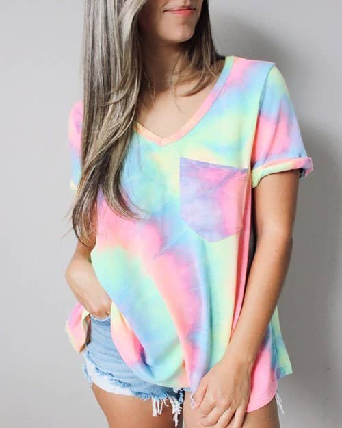 Print short sleeve pocket t-shirt