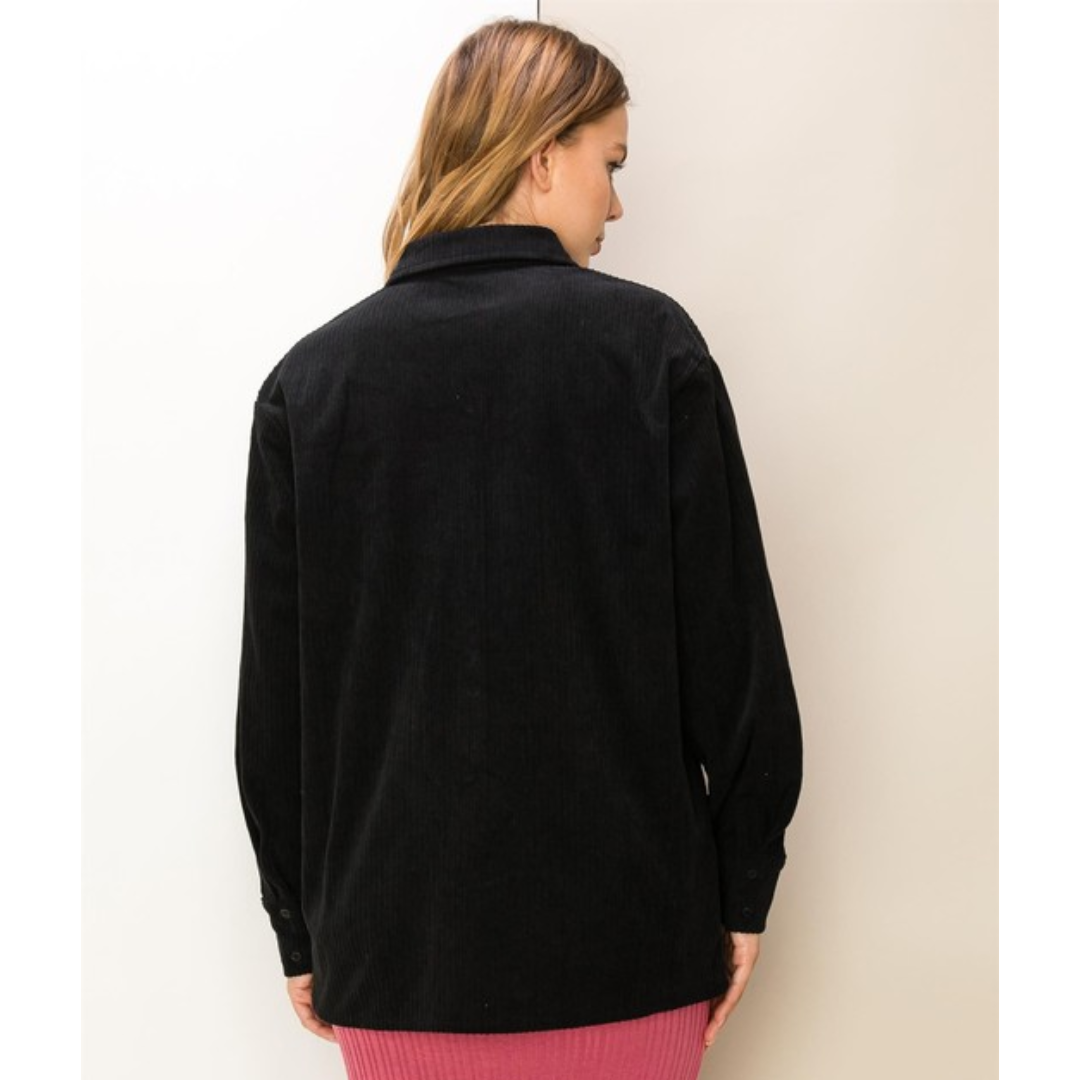 Corduroy Shacket with Flap Pockets