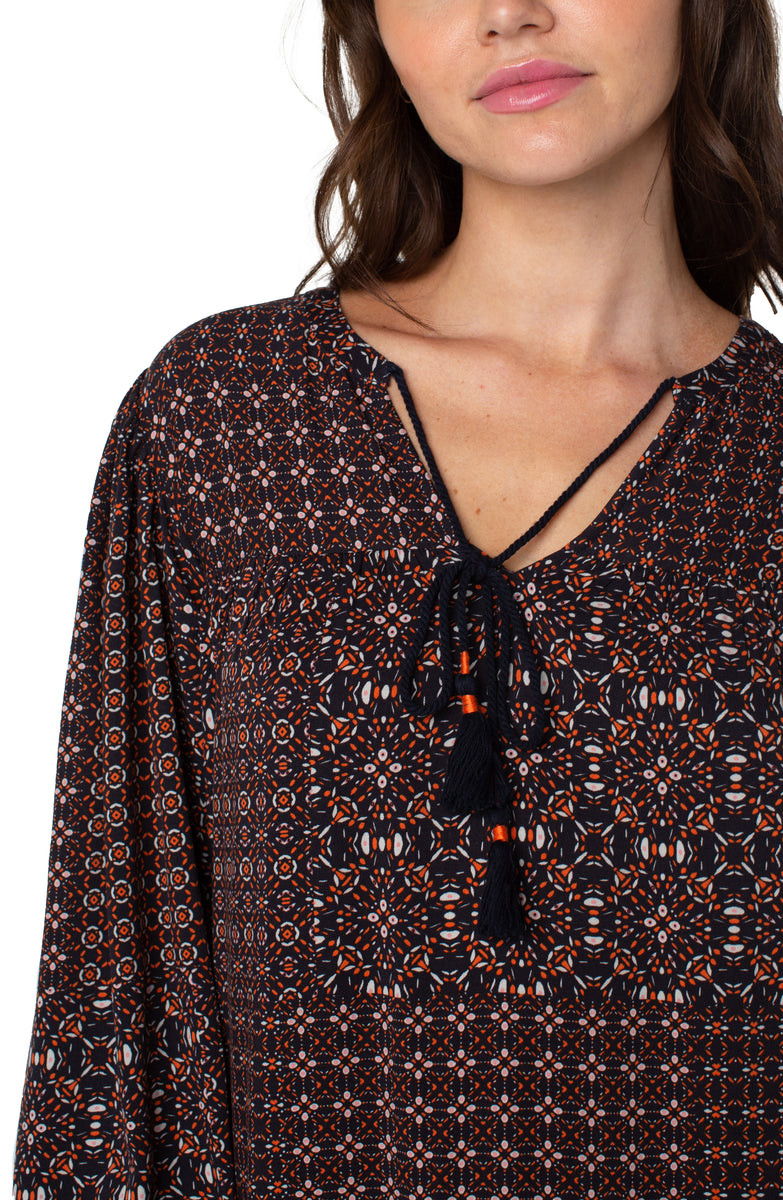 Liverpool's Boho Shift Dress (Patchwork Geo Ditsy)