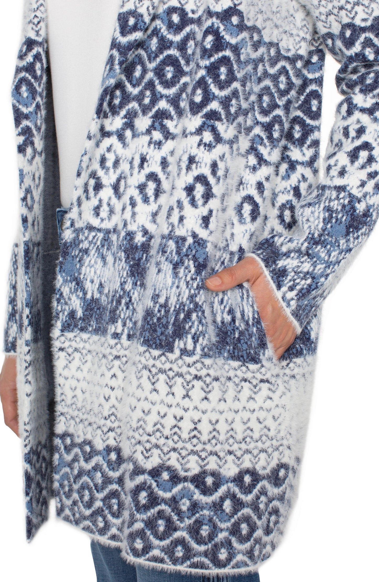 Liverpool Open Front Coatigan Sweater (Navy Mix Texture)