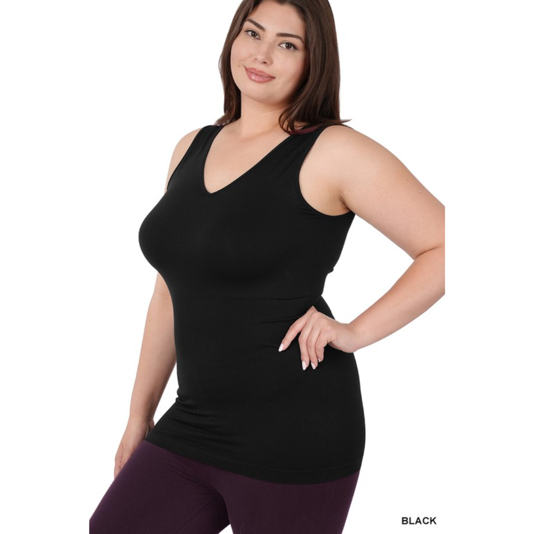 Plus Size V-Neck Seamless Tank Top