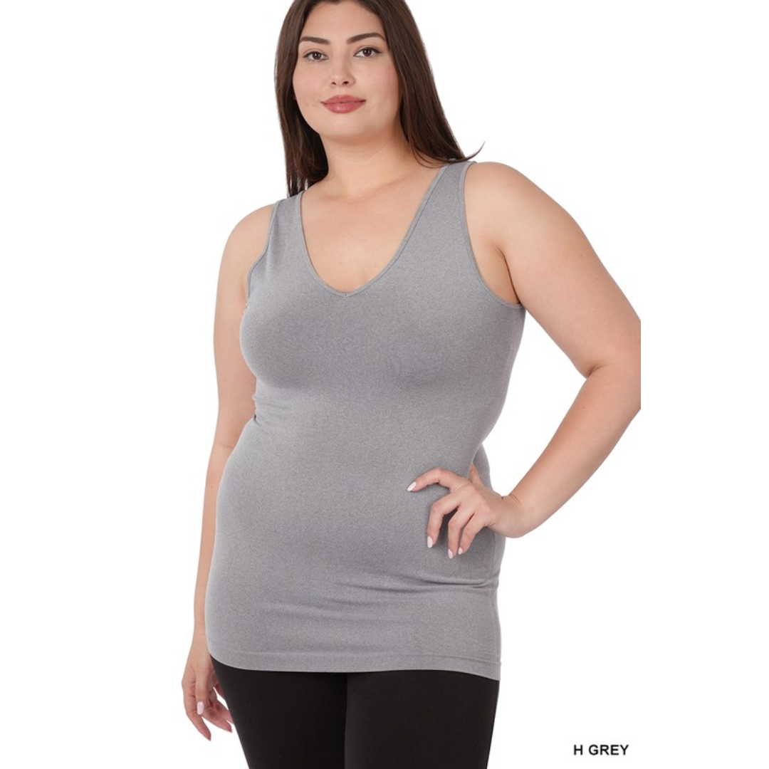 Plus Size V-Neck Seamless Tank Top