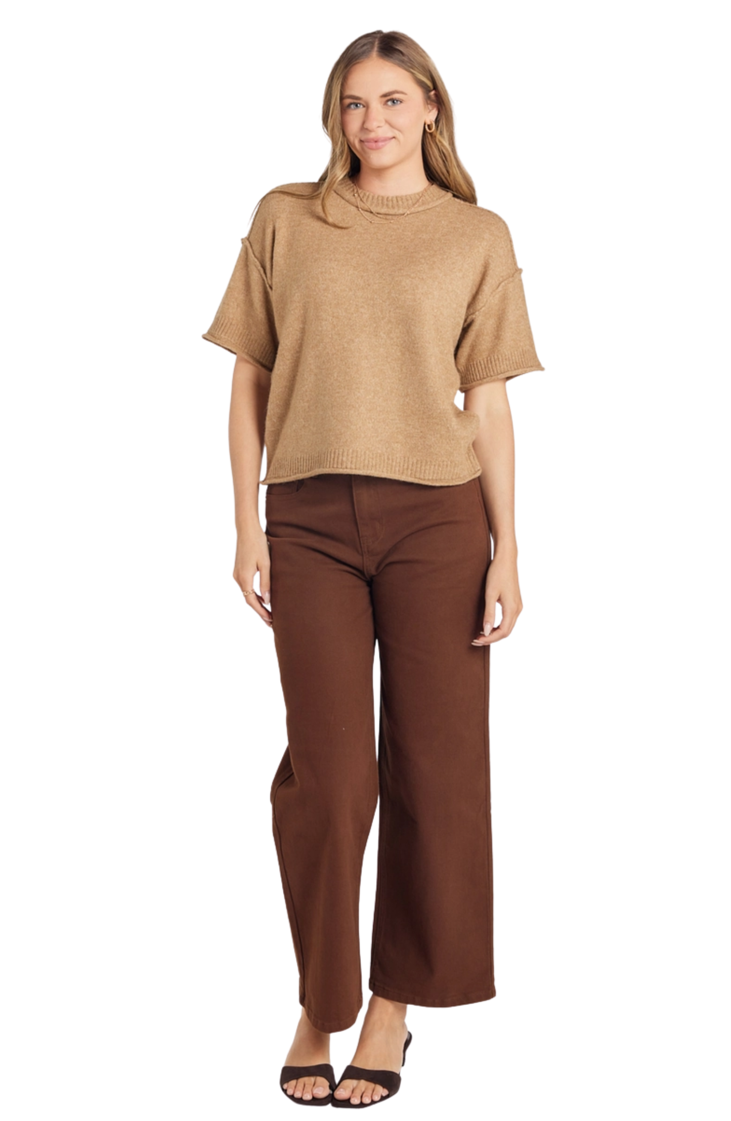 Crew Neck Short Sleeve Sweater