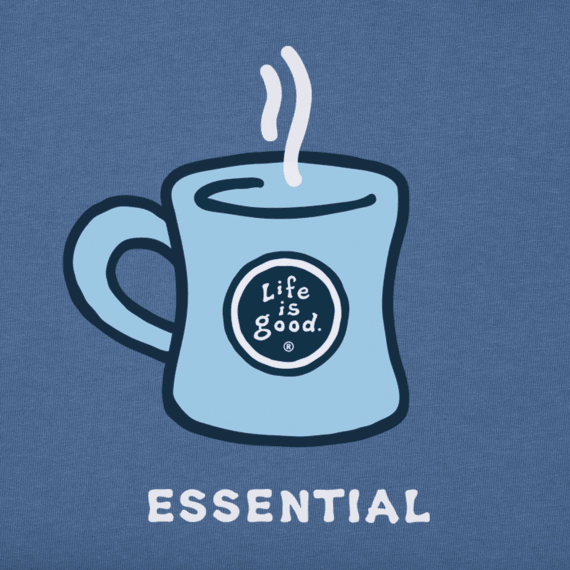 Life is Good Women's Coffee is Essential Crusher Tee (Vintage Blue)