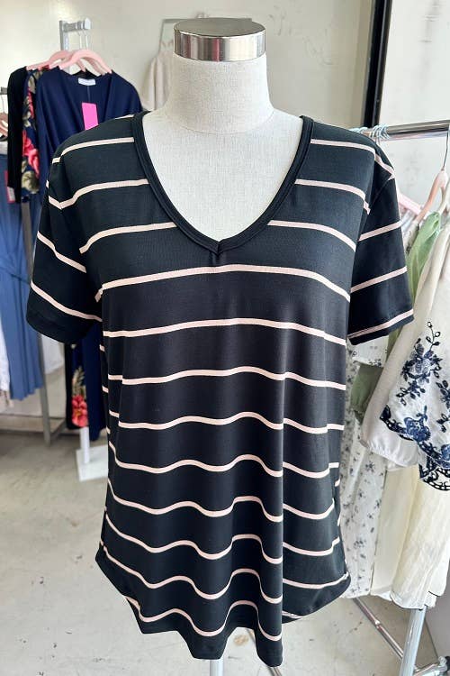 Casual V-Neck Striped Shirt