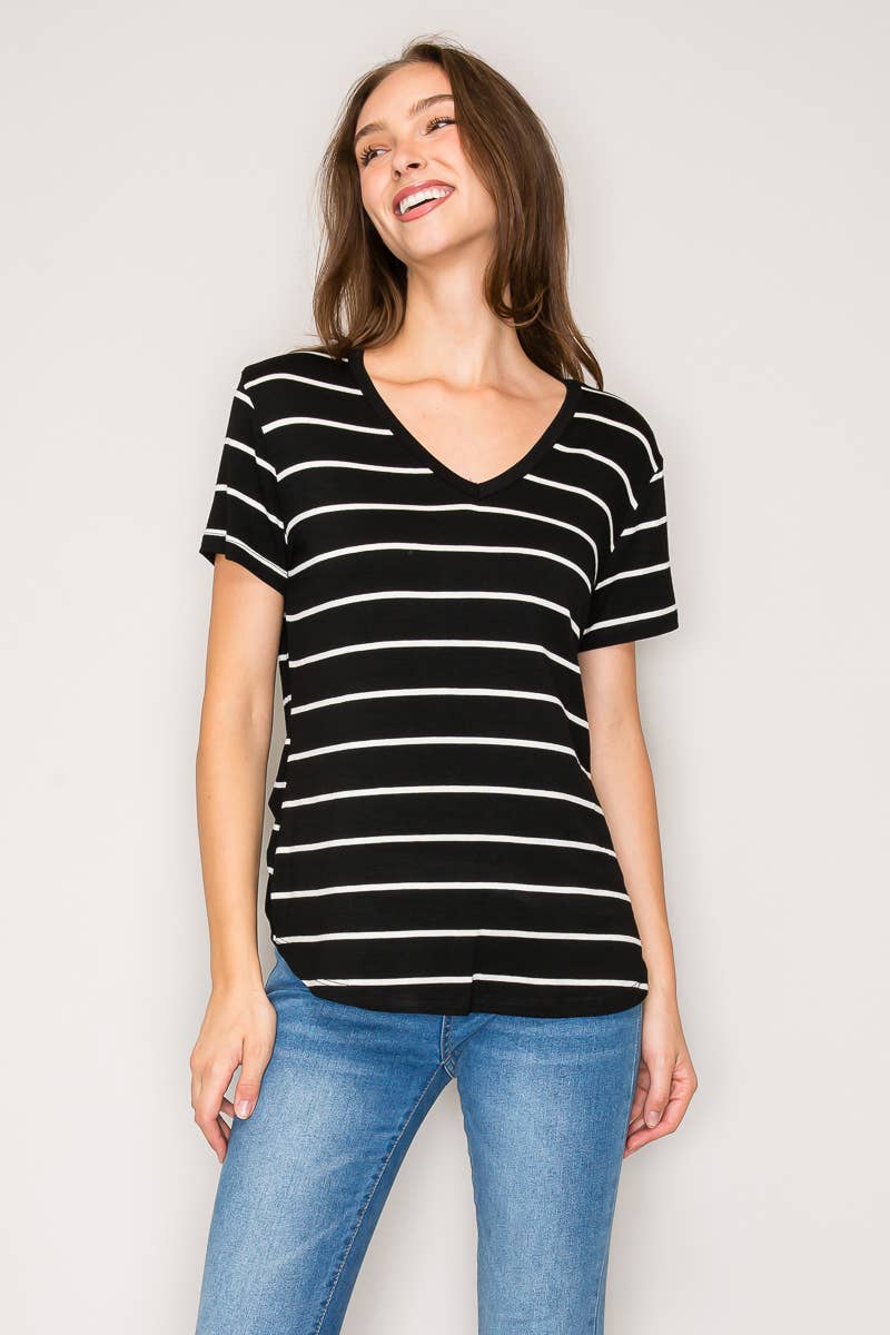 Casual V-Neck Striped Shirt