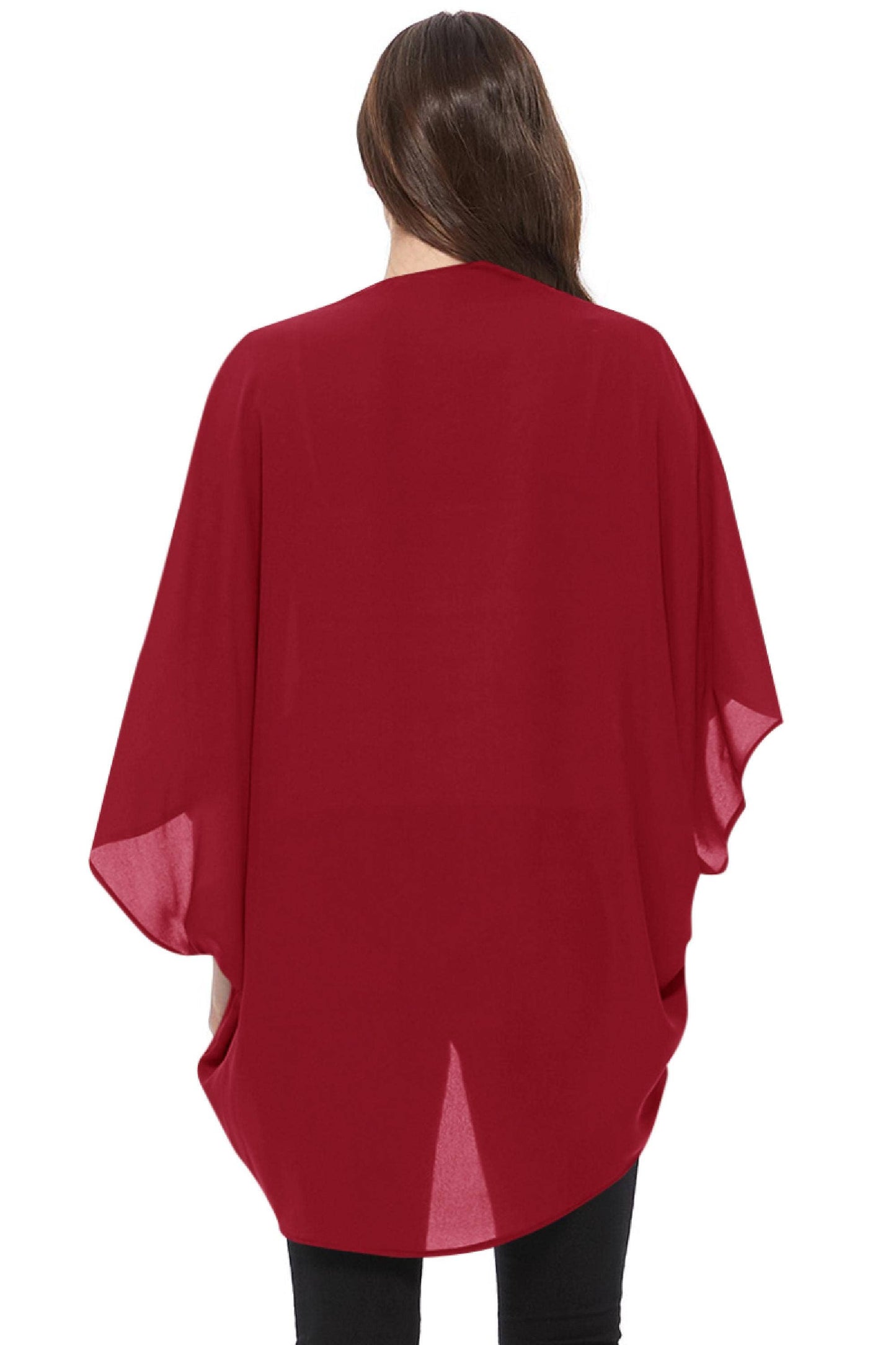 Solid Color Loose Fit Kimono Style Cardigan (Black)