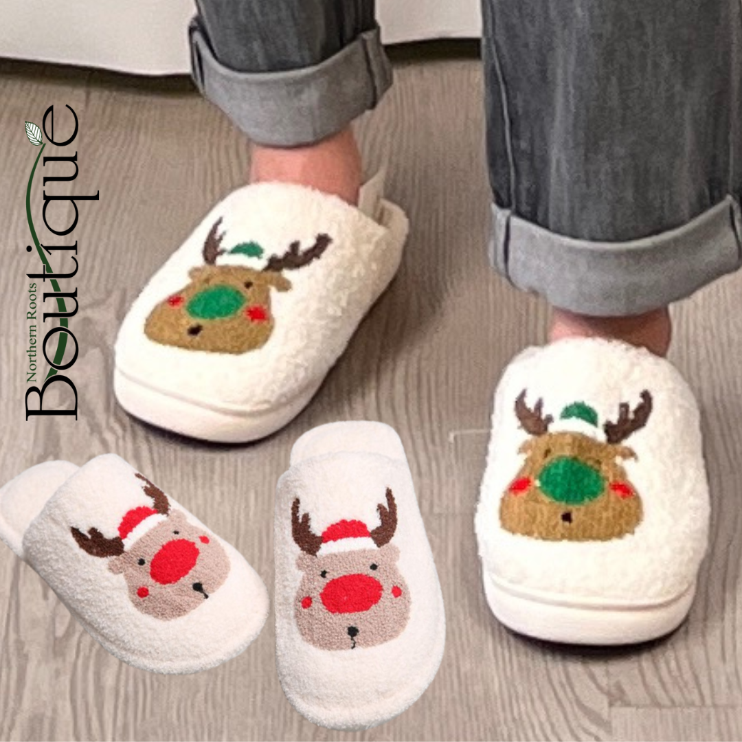 Reindeer Winter Fleece Slipper Collection