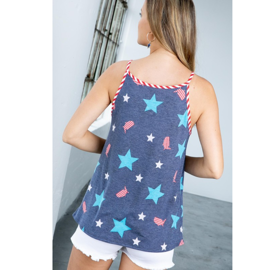 Sleeveless Camisole Top (Red White Navy)