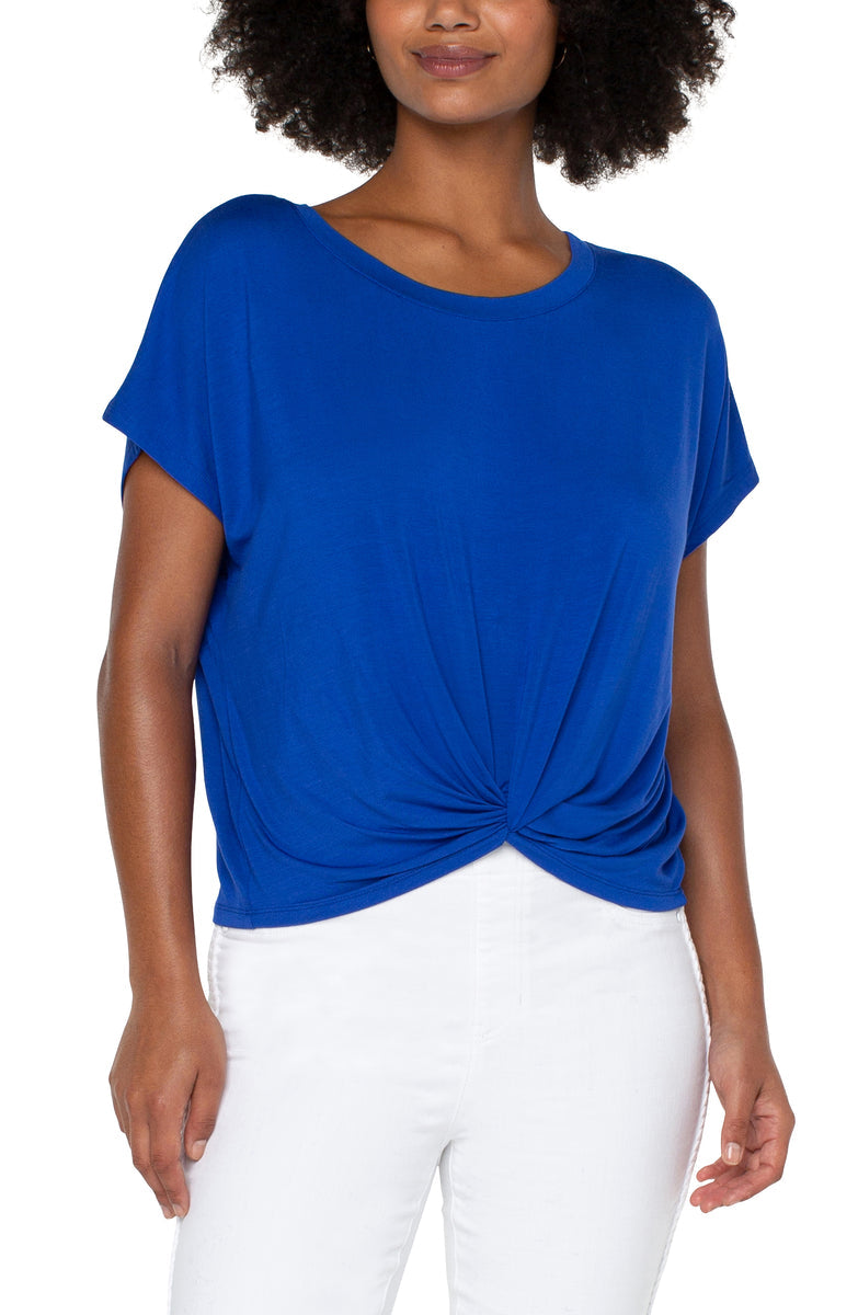 Liverpool Twist Front Dolman Modal Knit Tee (solids) (petite & plus size available)