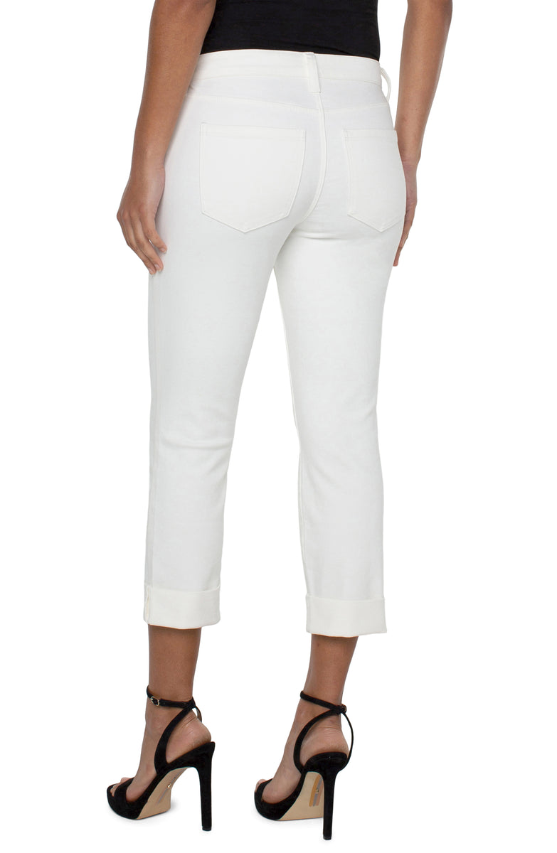 Liverpool Charlie Crop Skinny Rolled Cuff 24" inseam (Bone White)