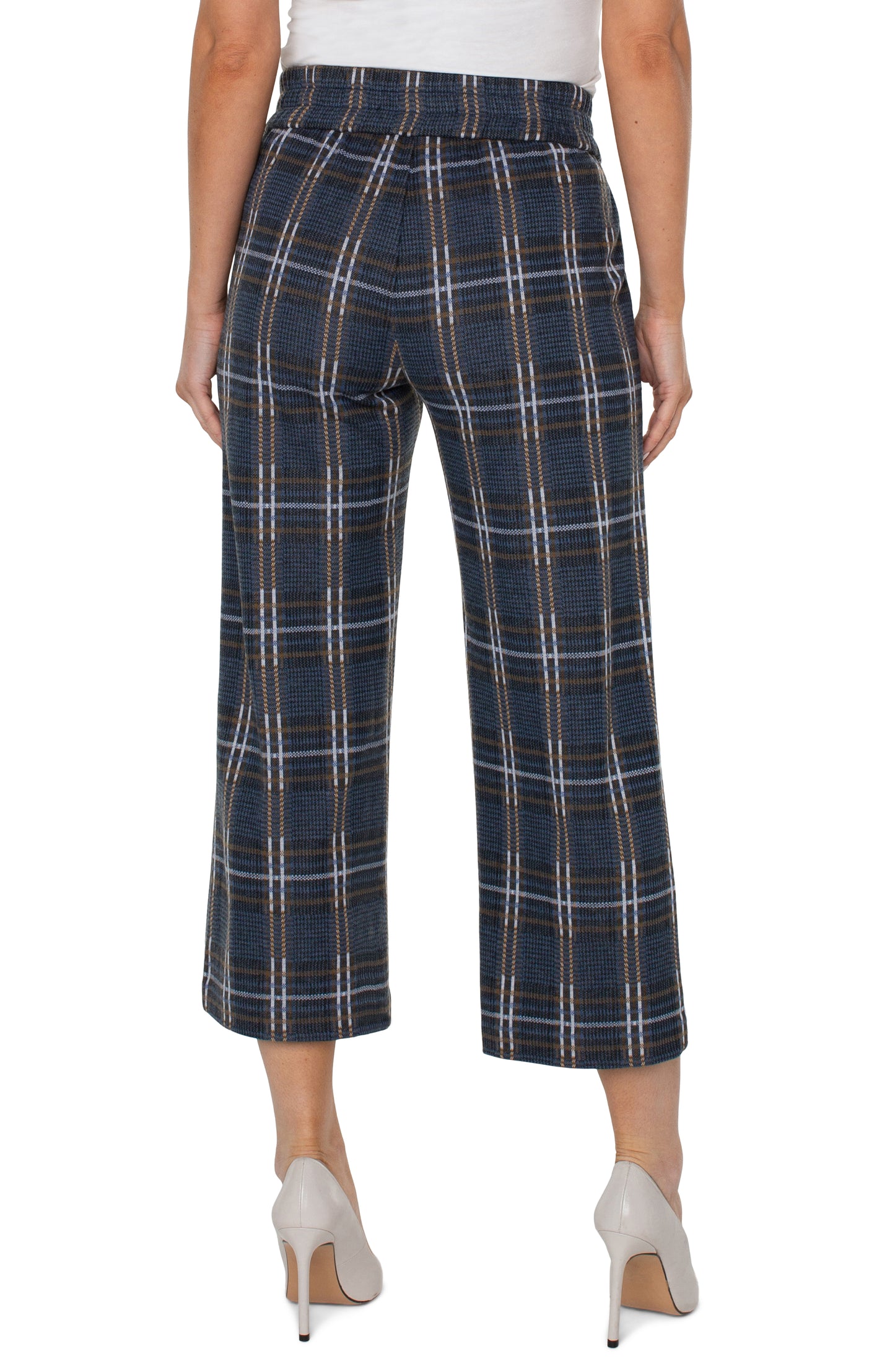 Liverpool's Mabel Pull on Crop Straight (Queen Blue Grey Plaid)