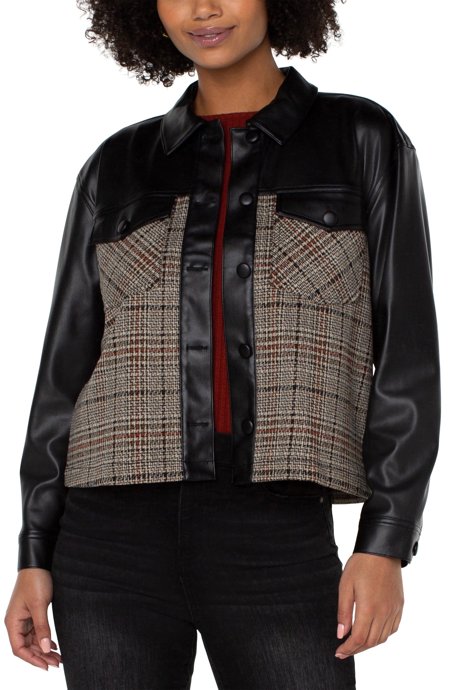 Liverpool Shirt Jacket w/Contrast Sleeves (Black/Tan)