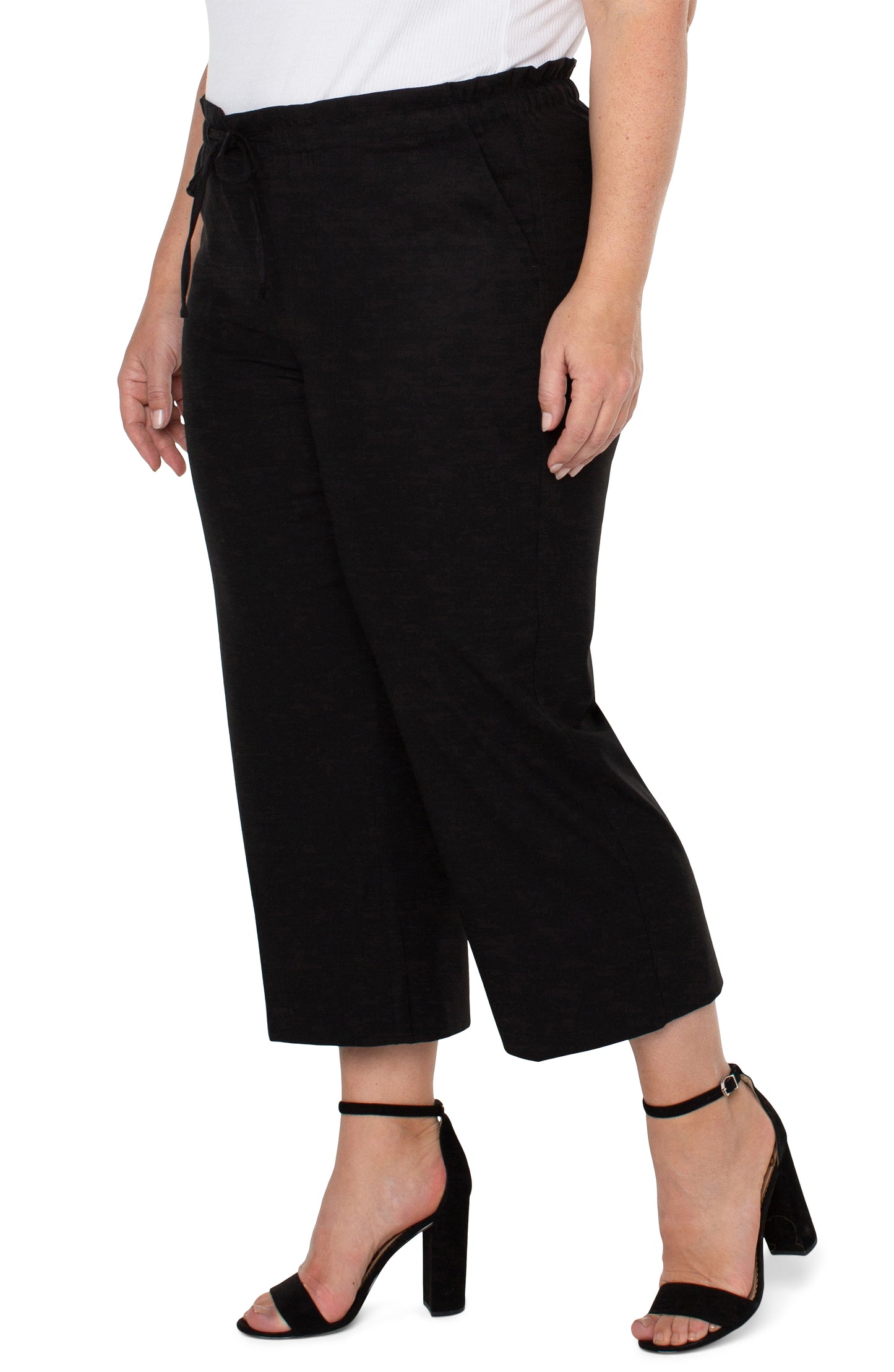 Liverpool Pull on Tie Waist Wide Leg (Black)