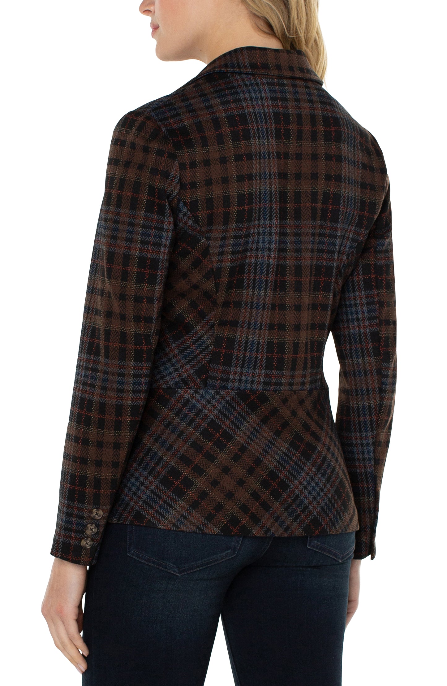 Liverpool Notch Collar Blazer (black/brownstone tartan)