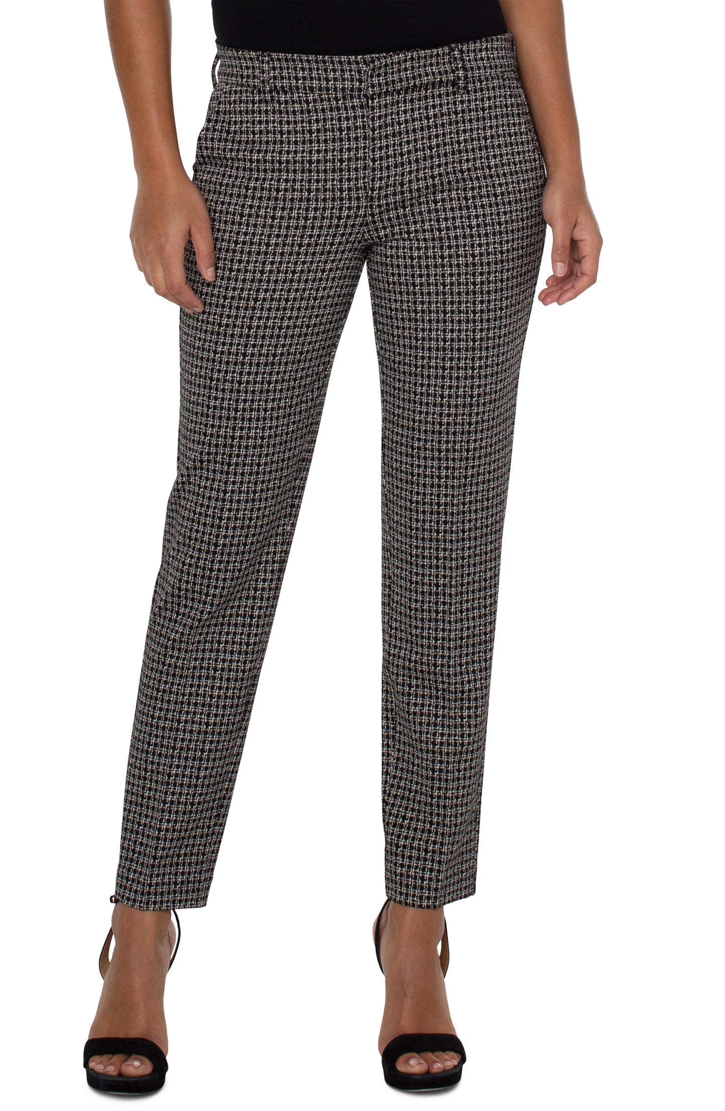 Liverpool Kelsey Trouser (29 inch inseam) (black/tan lattice print)