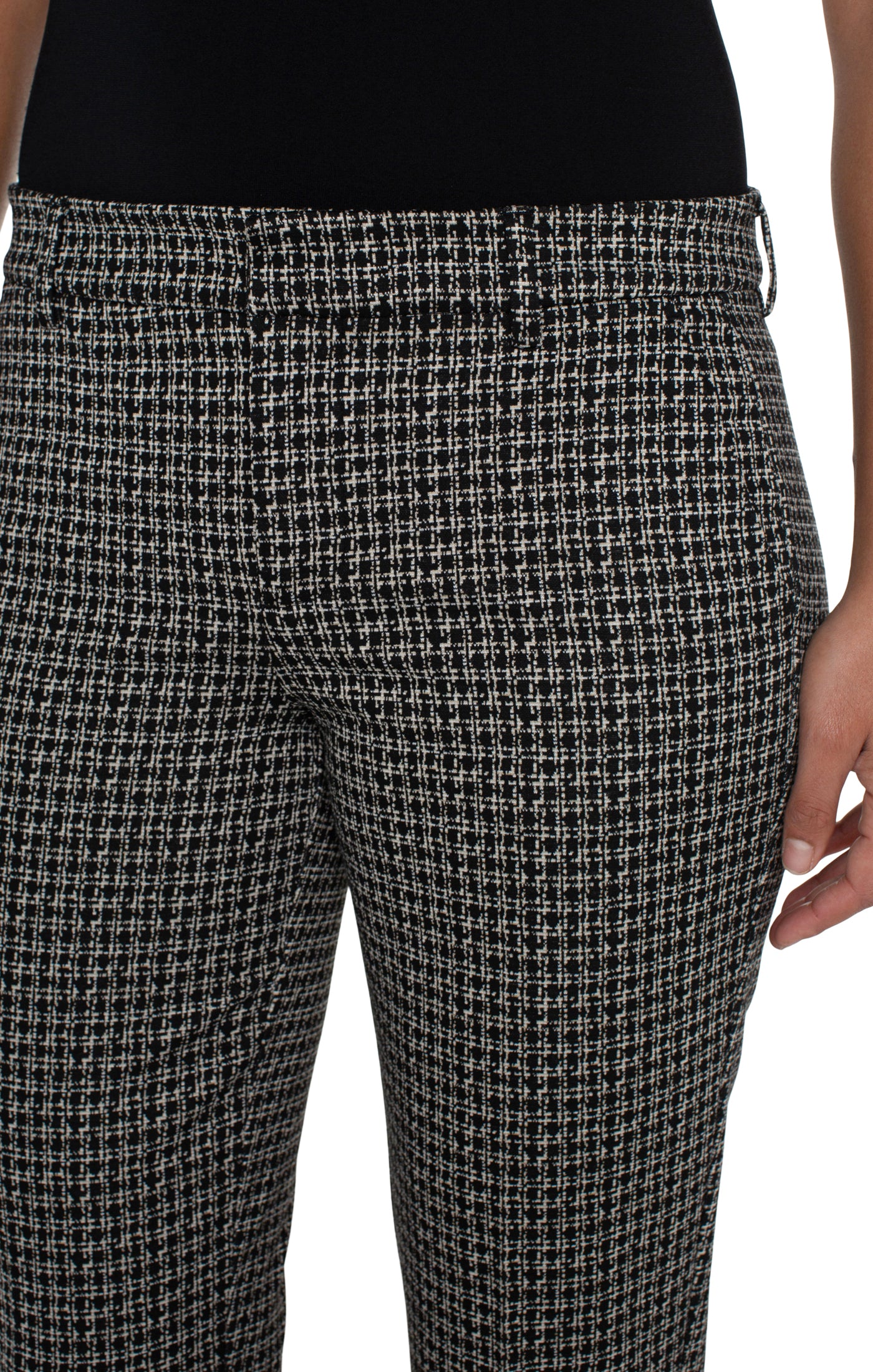 Liverpool Kelsey Trouser (29 inch inseam) (black/tan lattice print)