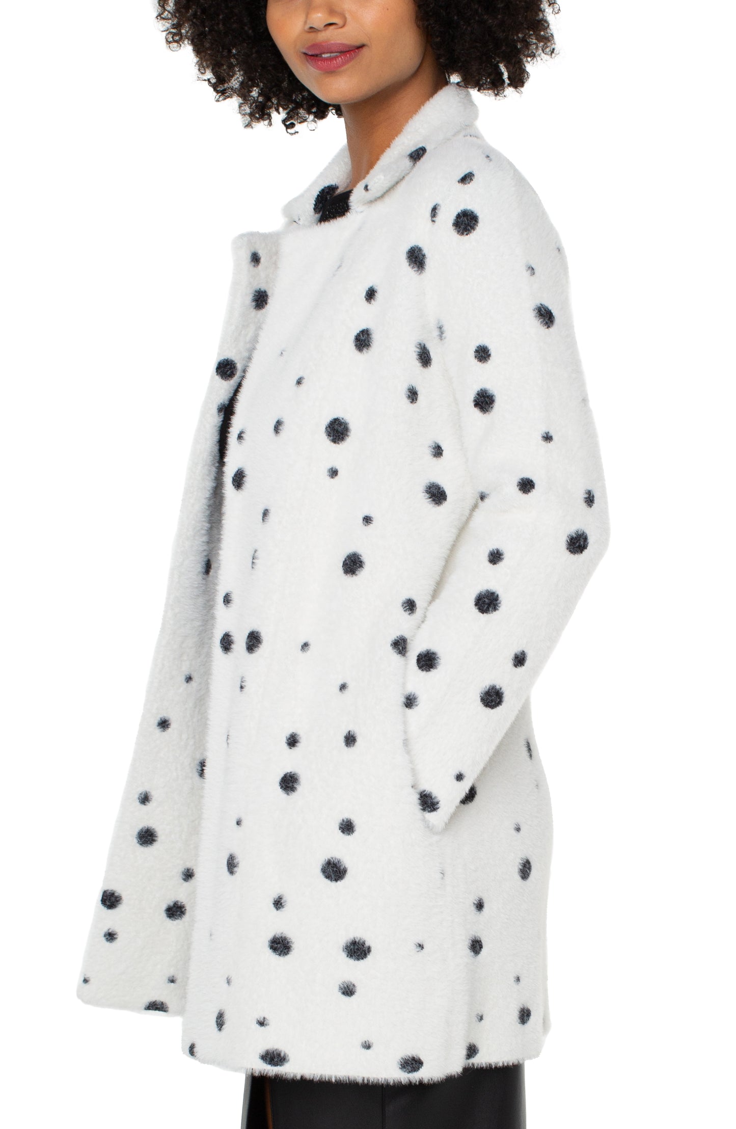 Liverpool Open Front Coatigan Sweater (wht/blk pnt dot)