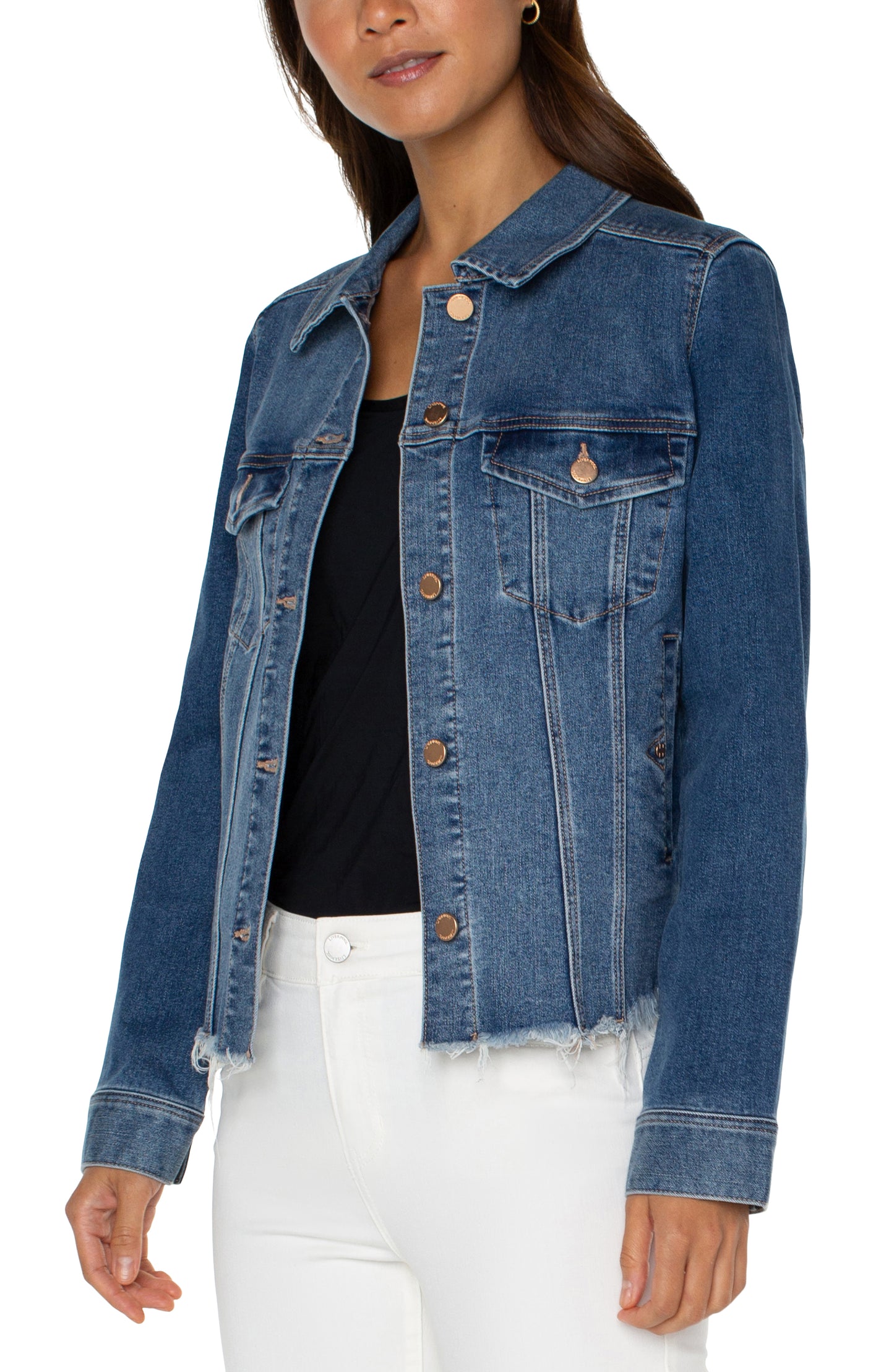 Liverpool Trucker Jacket with a Fray Hem