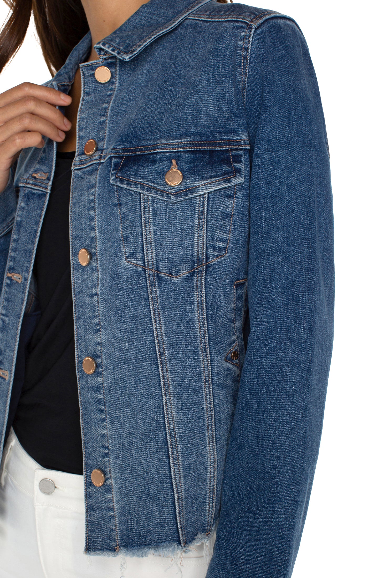 Liverpool Trucker Jacket with a Fray Hem