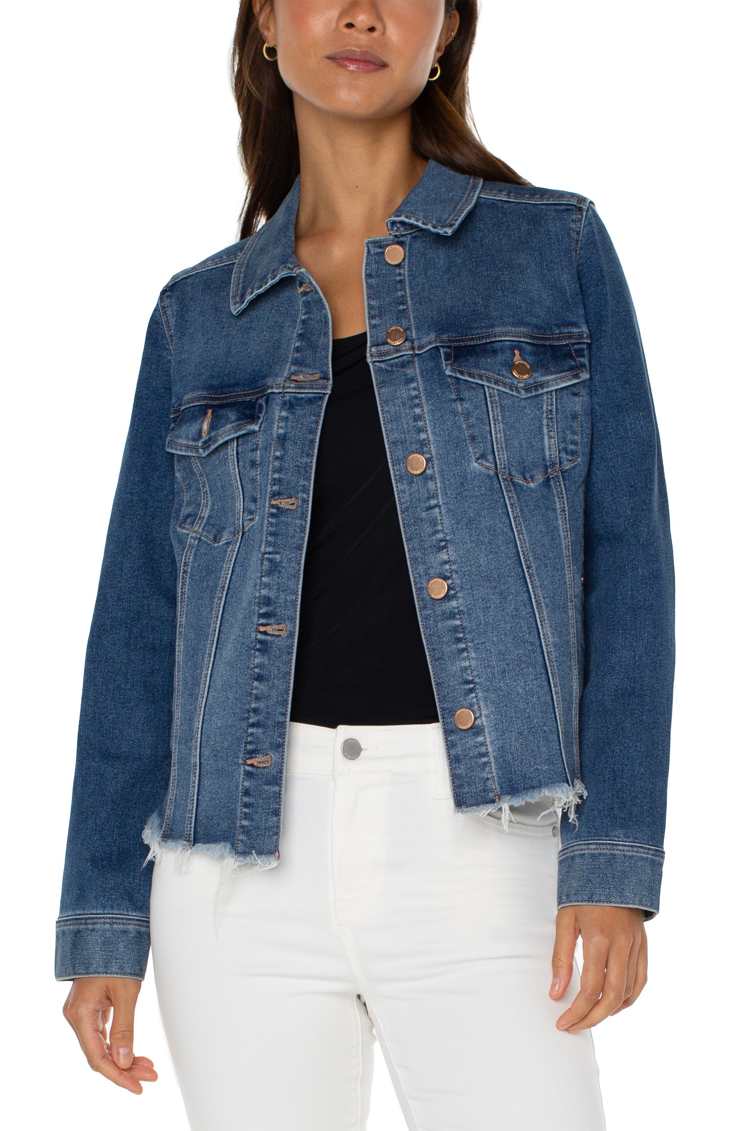 Liverpool Trucker Jacket with a Fray Hem