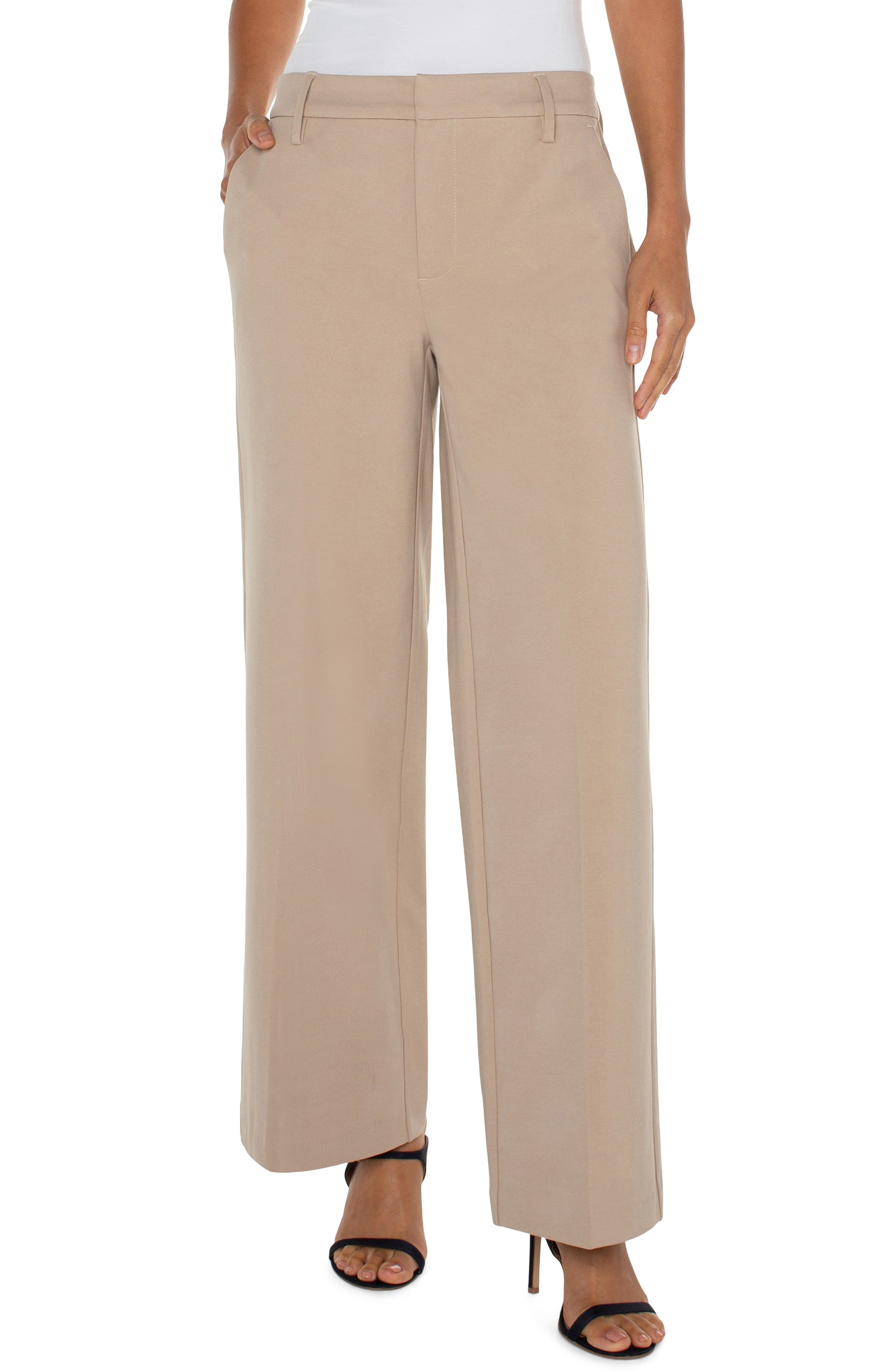 Liverpool Kelsey Wide Leg Trouser (31" inseam) (Biscuit Tan)