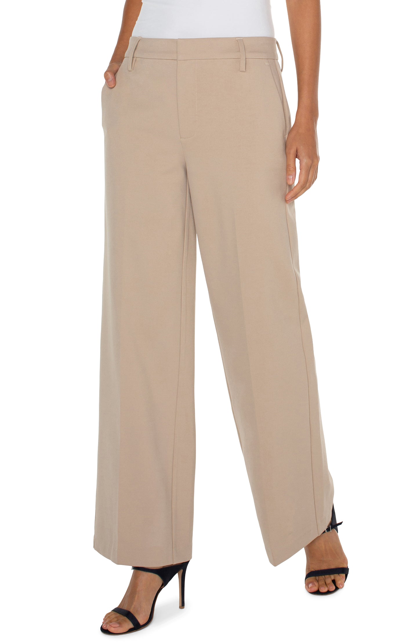 Liverpool Kelsey Wide Leg Trouser (31" inseam) (Biscuit Tan)
