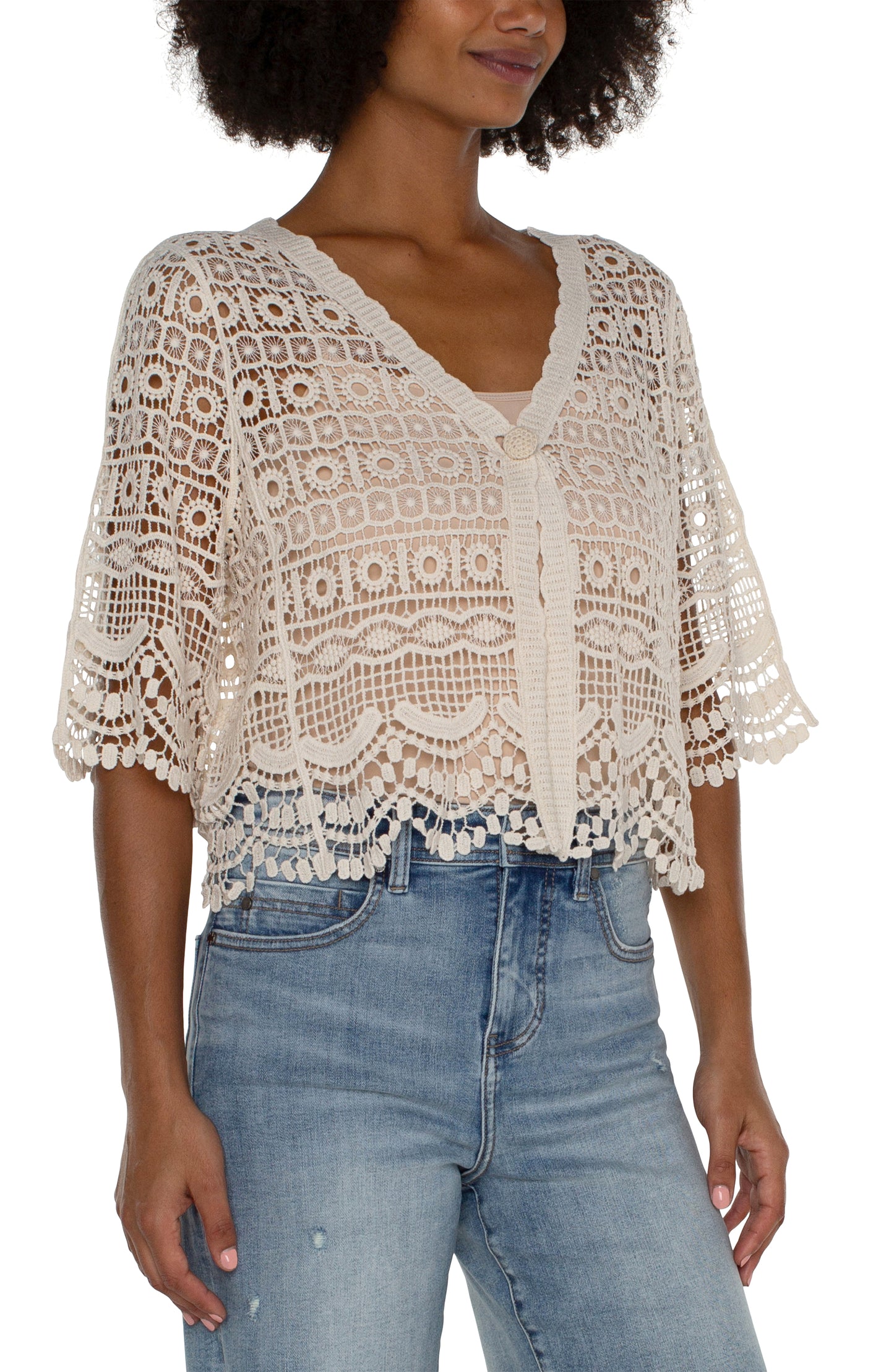 Liverpool Short Sleeve Lace Bolero (Antique Ivory)