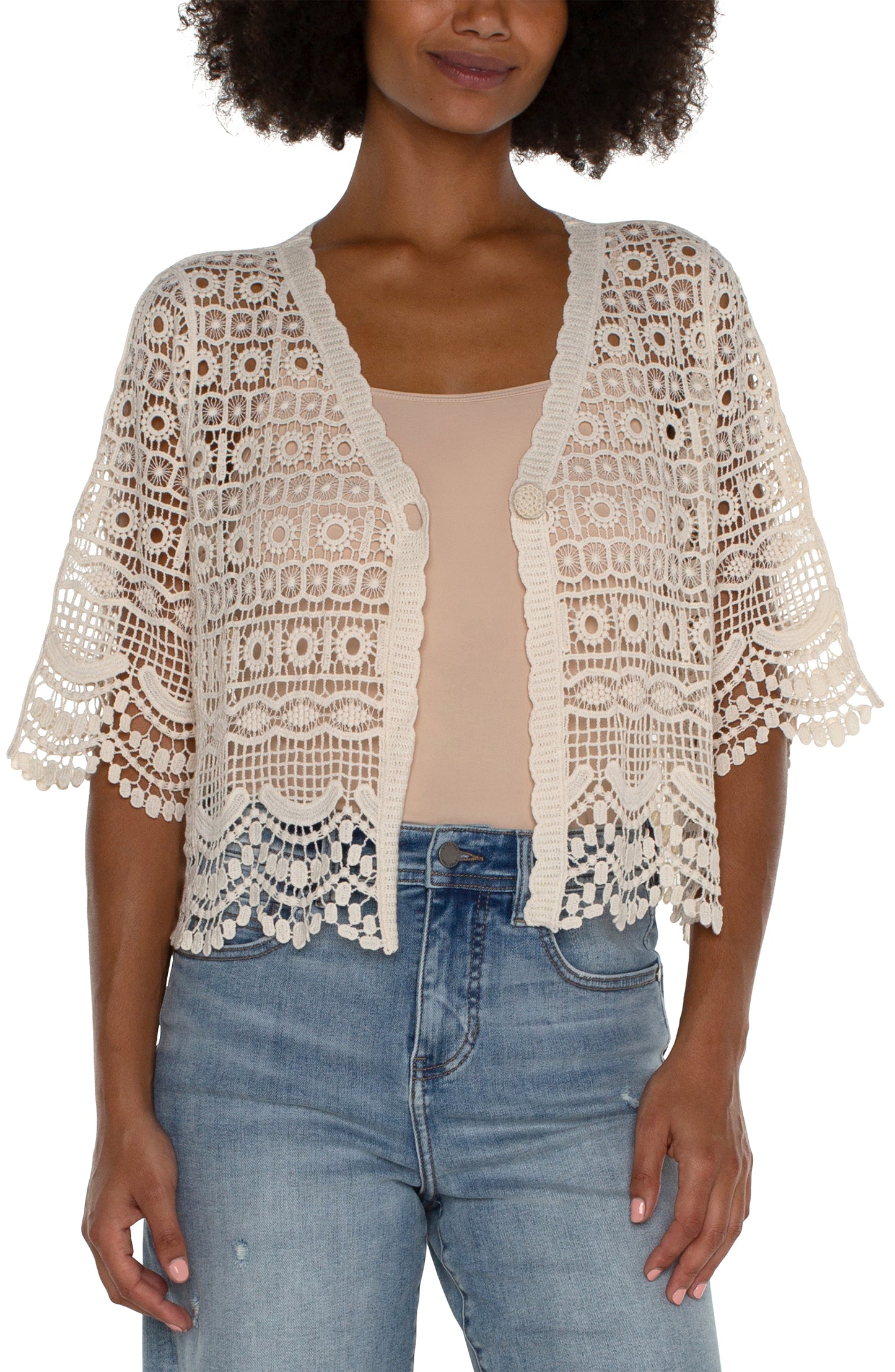 Liverpool Short Sleeve Lace Bolero (Antique Ivory)
