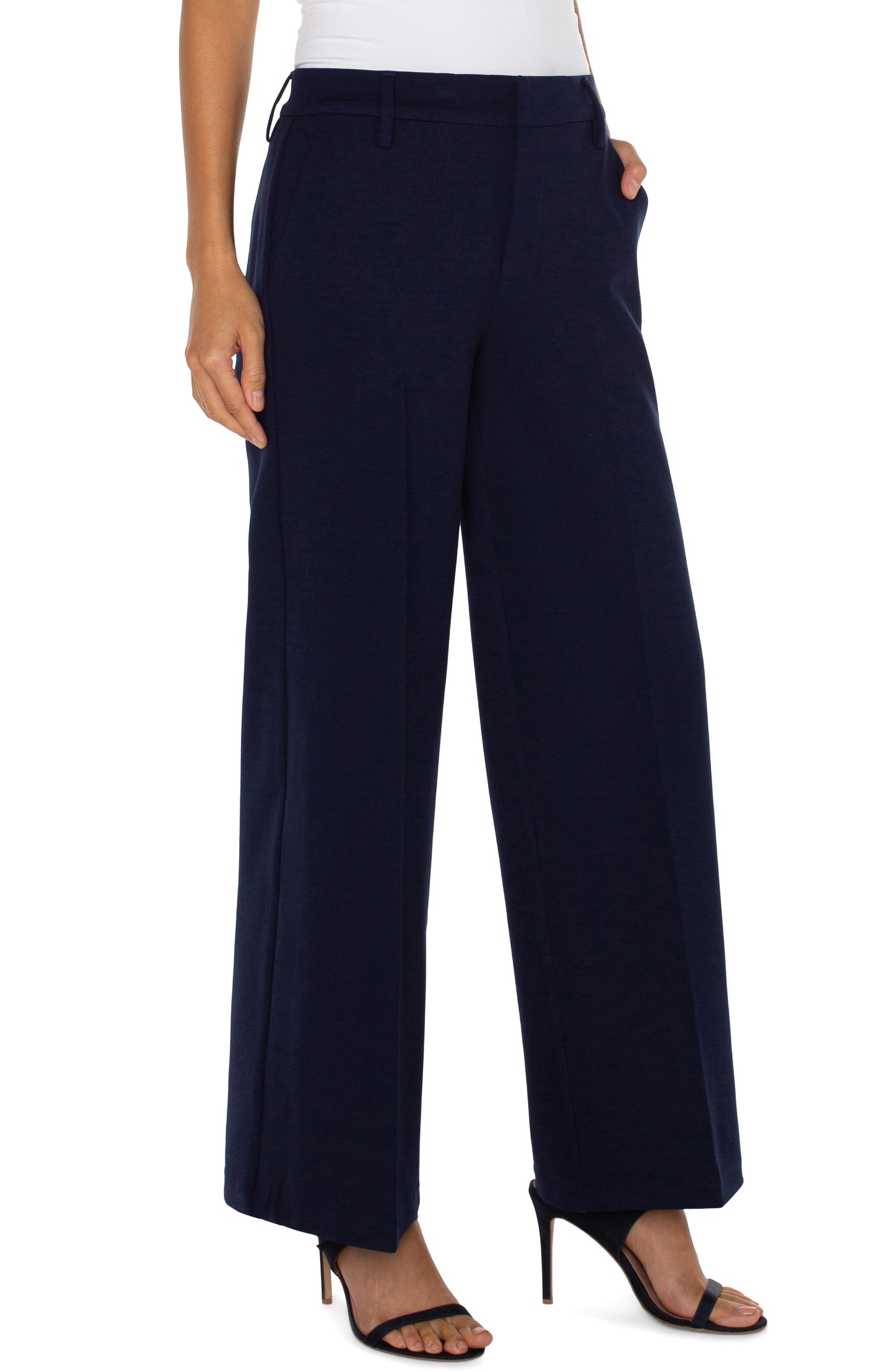 Liverpool Kelsey Wide Leg Trouser (31" inseam) (Cadet Blue)