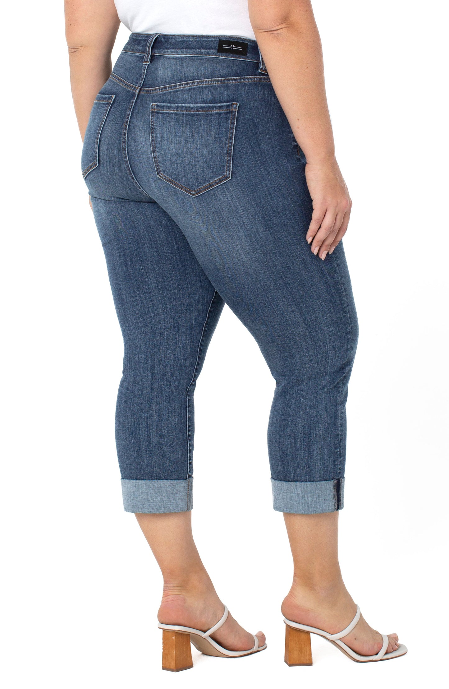 Liverpool Charlie Crop Wide Rolled Denim Plus Size (Victory)