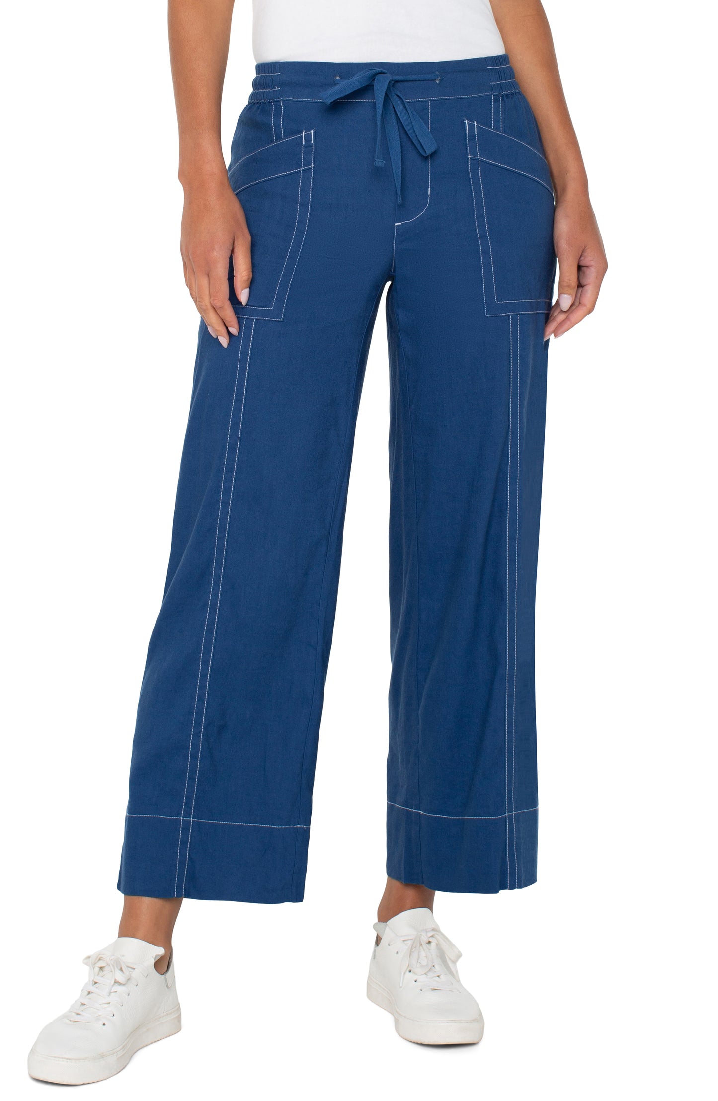 Liverpool Pull on Drawstring Wide Leg (29" inseam) (Goddess Blue)