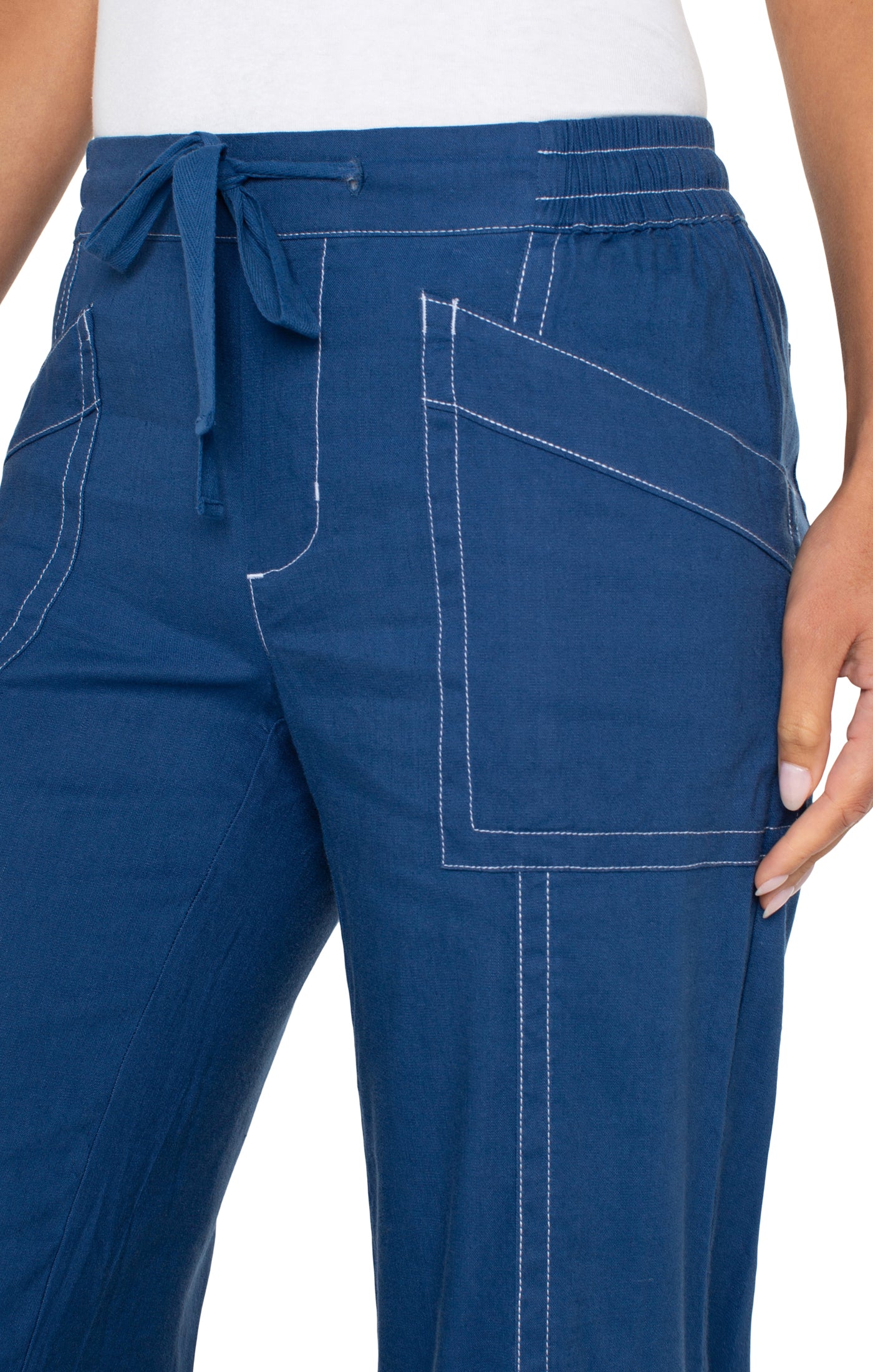 Liverpool Pull on Drawstring Wide Leg (29" inseam) (Goddess Blue)