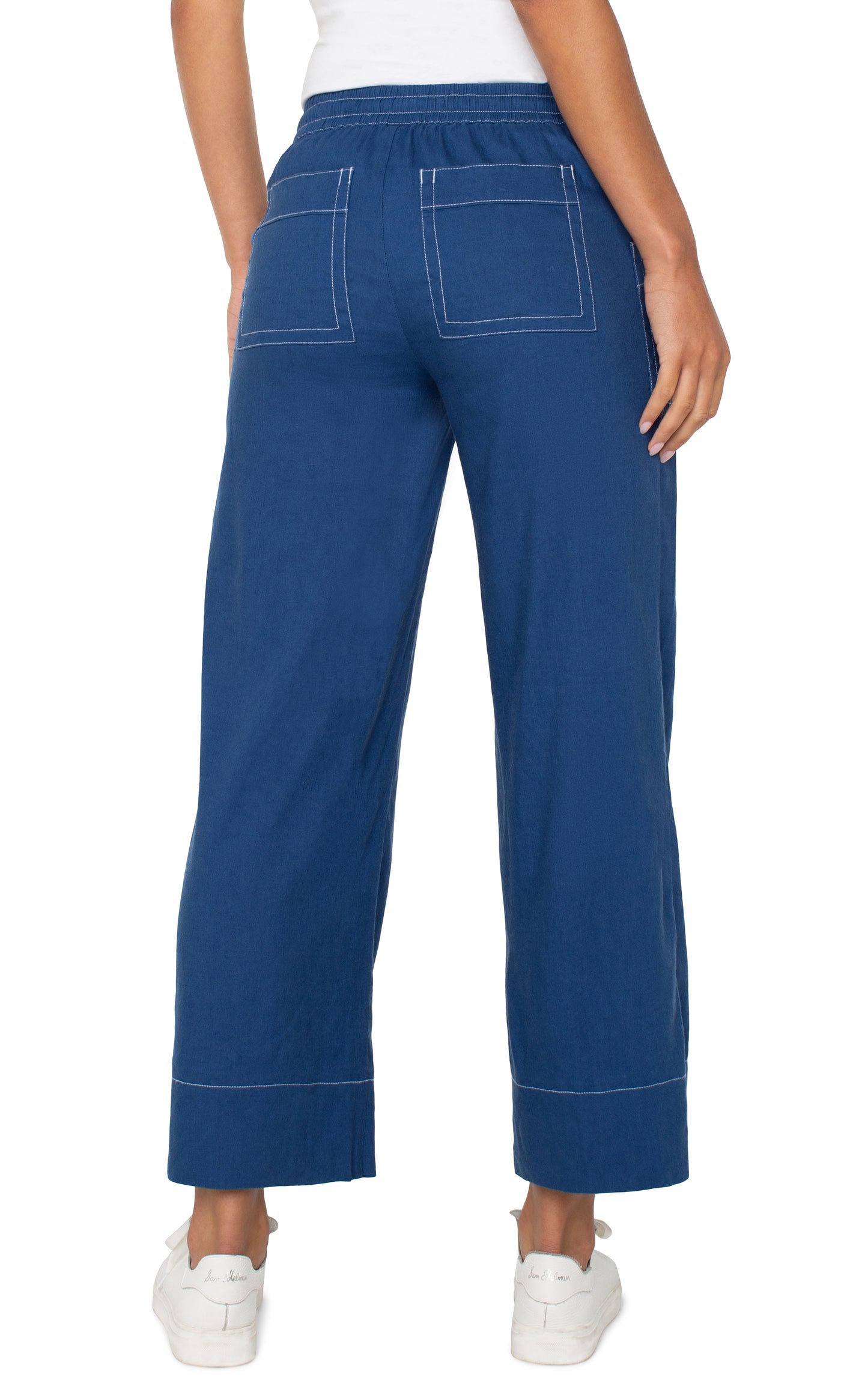 Liverpool Pull on Drawstring Wide Leg (29" inseam) (Goddess Blue)