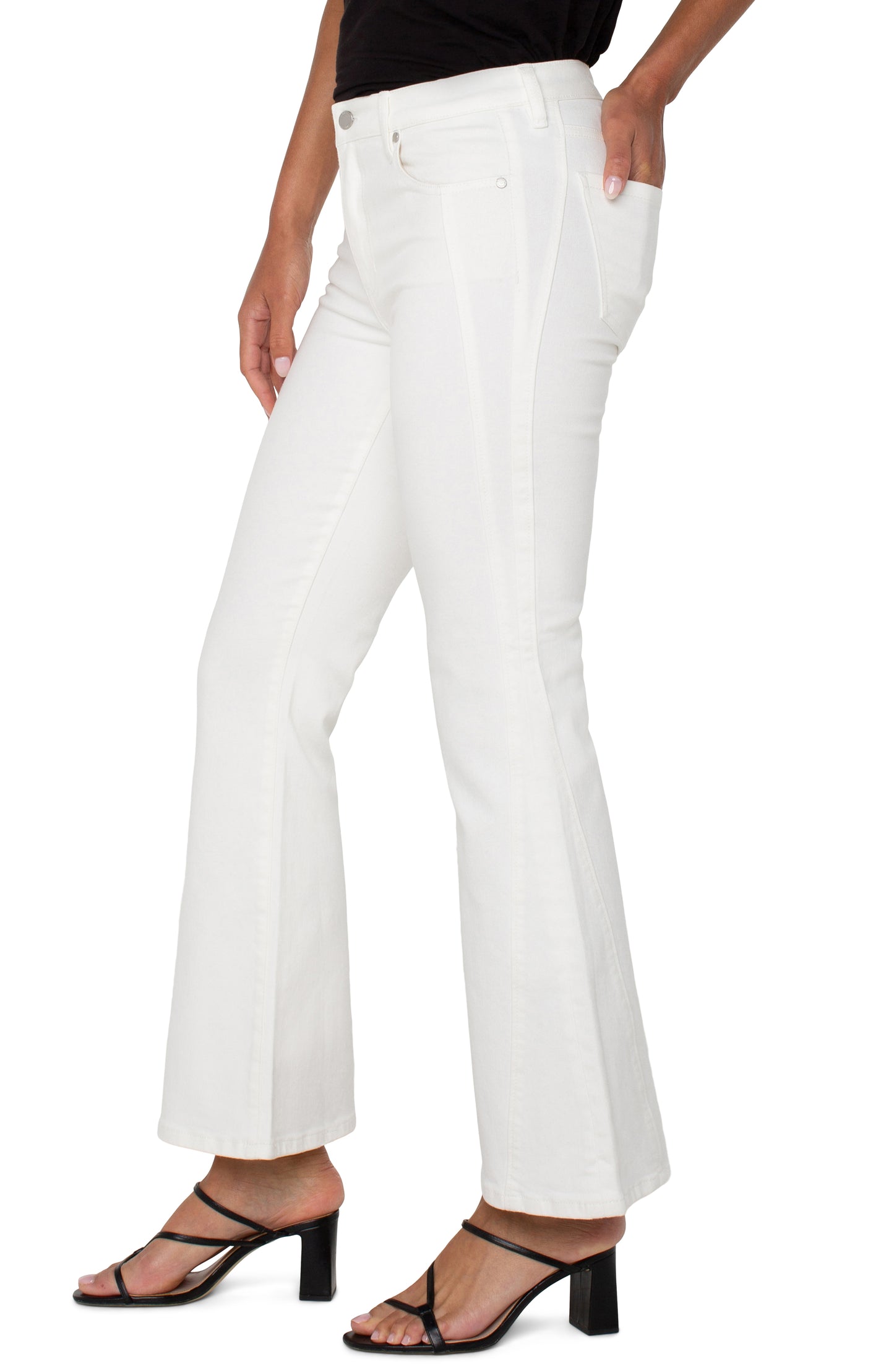 Liverpool Hannah Flare w/ Seaming (30" inseam) (Bone White)