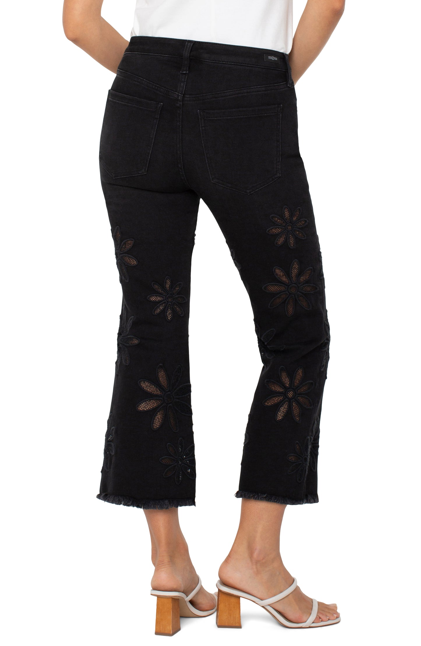 Liverpool Hannah Crop Flare w/ Fray Hem Back