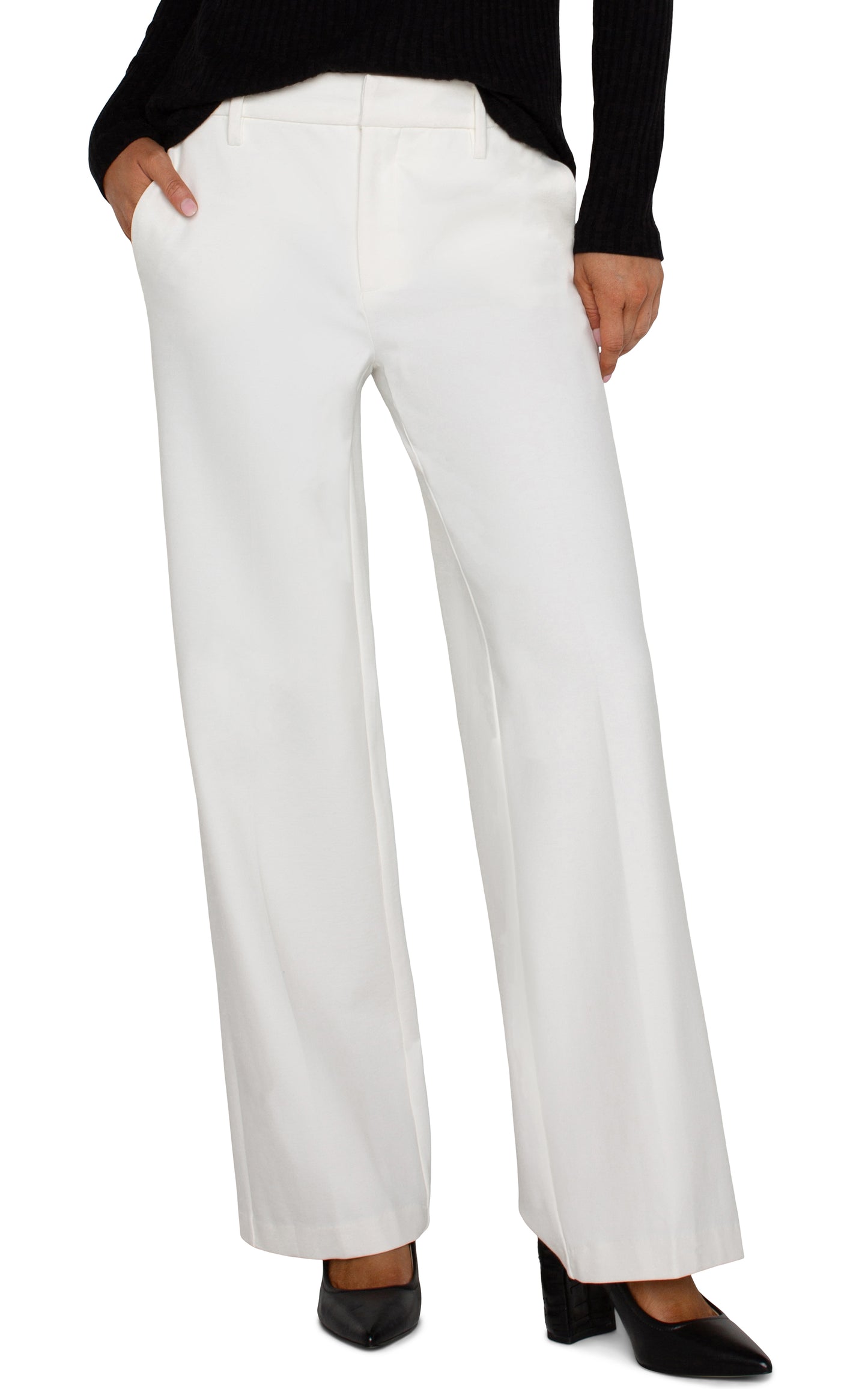 Liverpool Kelsey Wide Leg Trouser (31" inseam) (Vintage White)