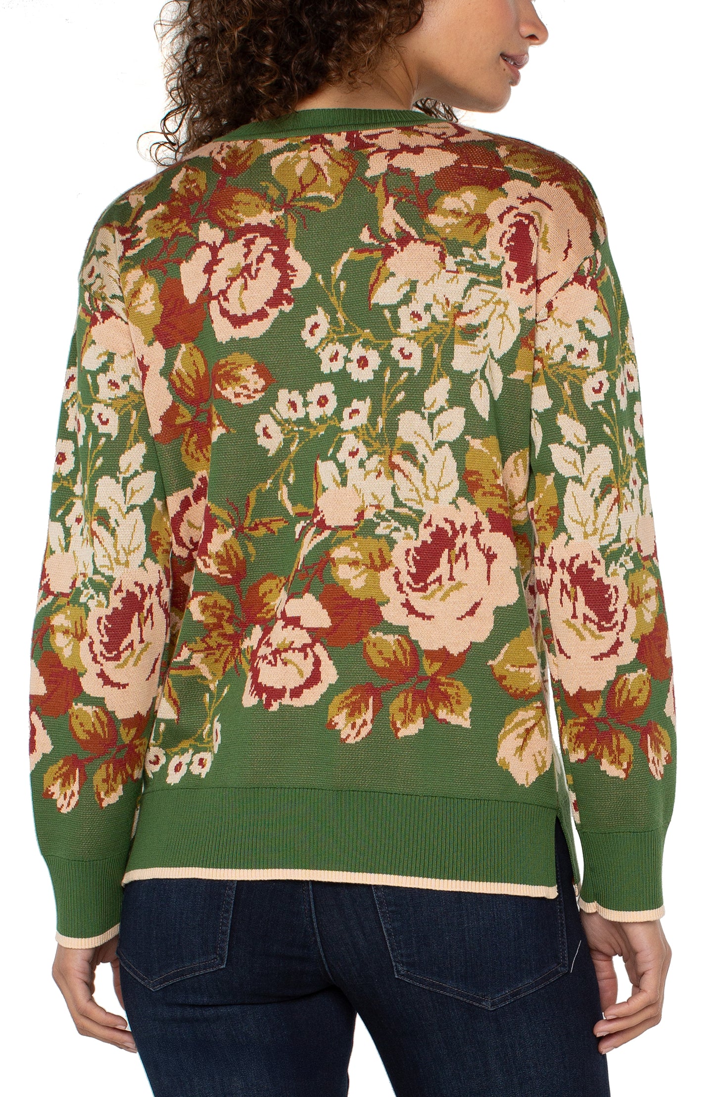 Liverpool Long Sleeve Crew Neck Sweater (Green Multi Floral)
