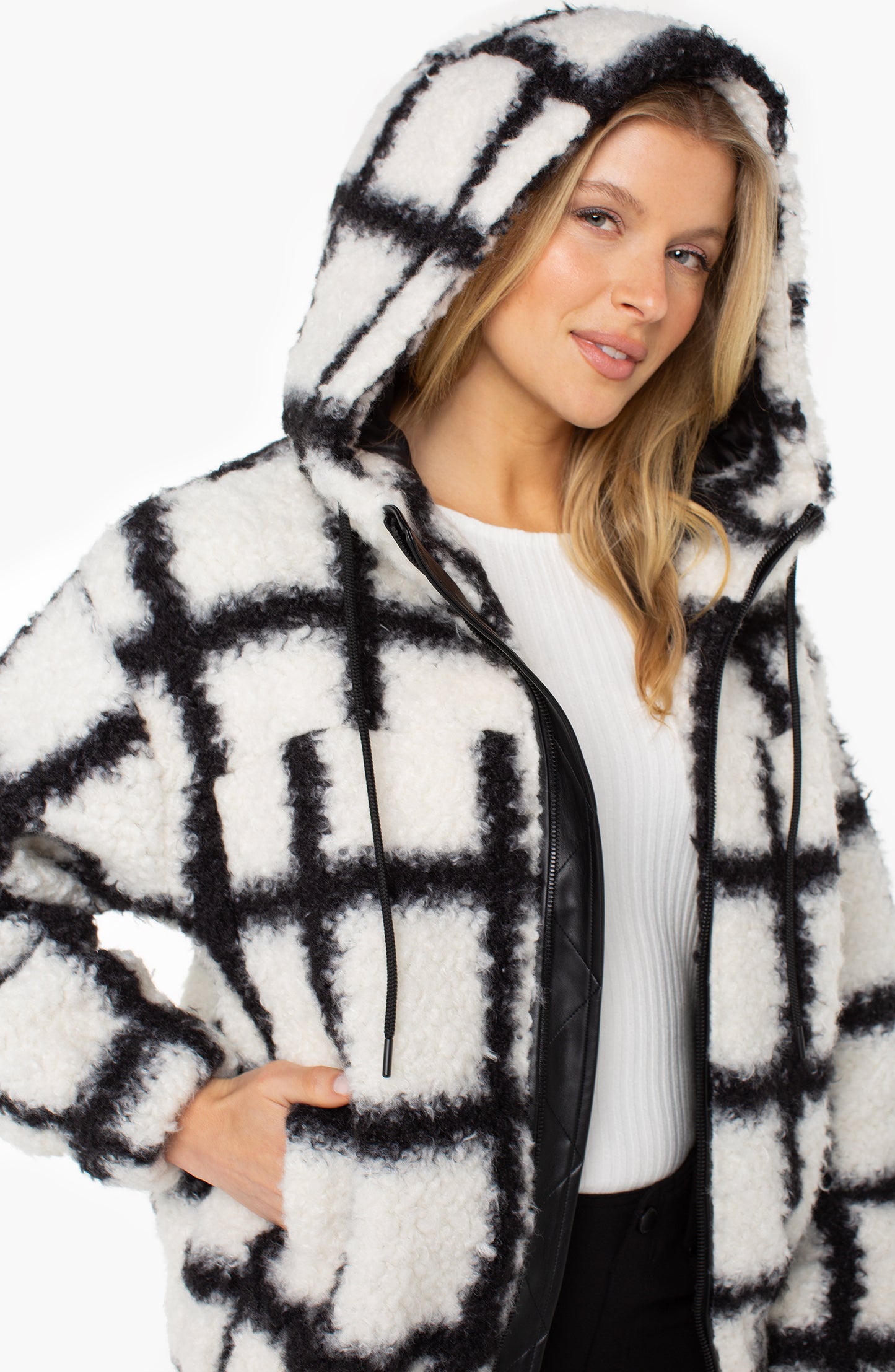 Liverpool Zip Up Hoodie (White Black Windowpane)