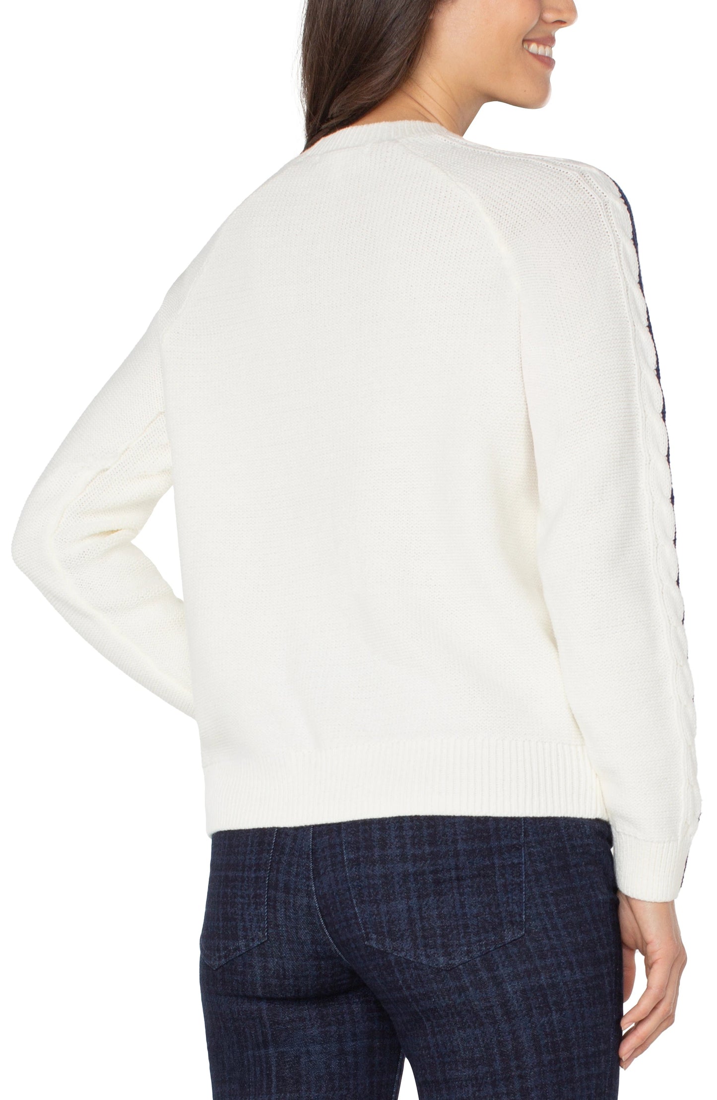 Liverpool Long Sleeve Crew Neck Raglan Sweater (Whisper White/Navy)