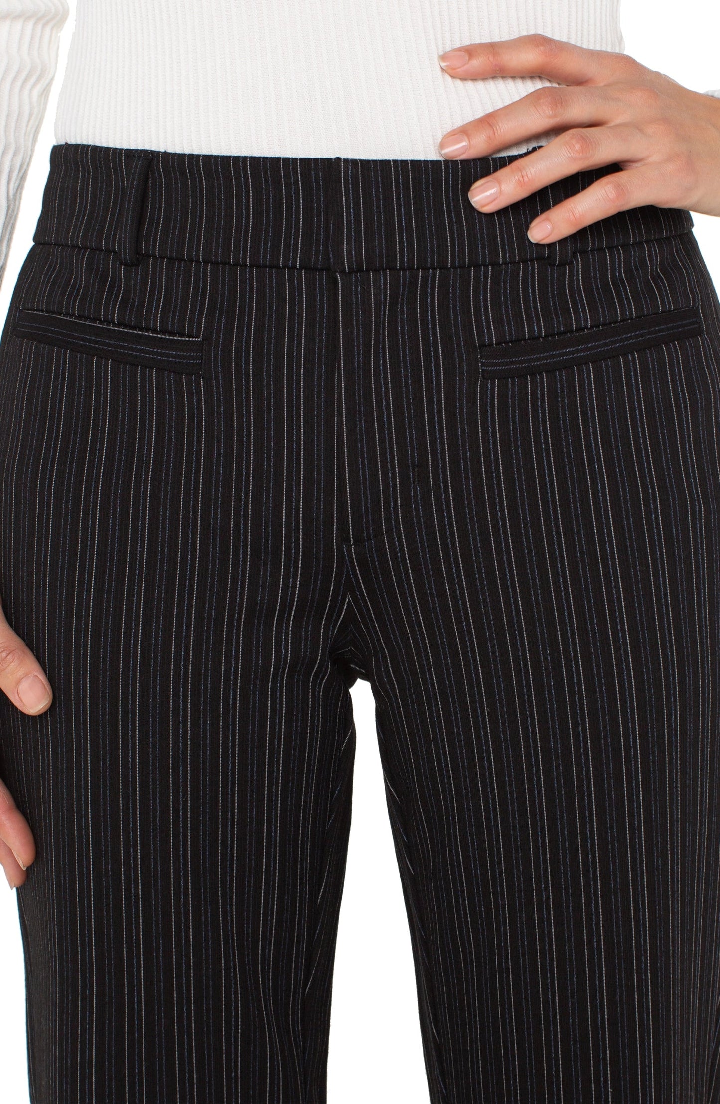 Liverpool Holly Welt Pocket Trouser (28" inseam) (Hint of Navy Stripe)
